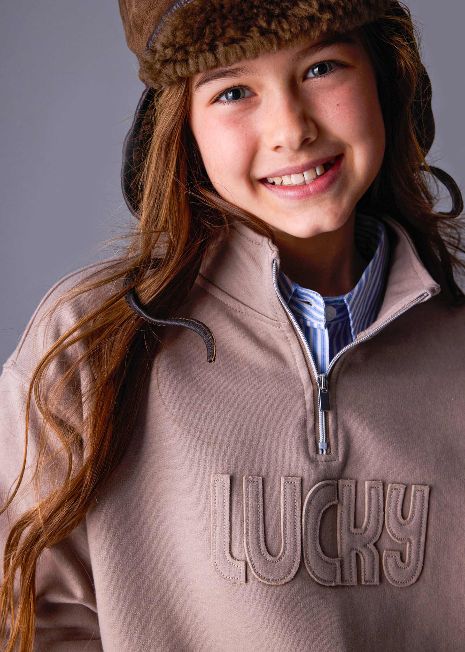 Girls embossed letter jumper