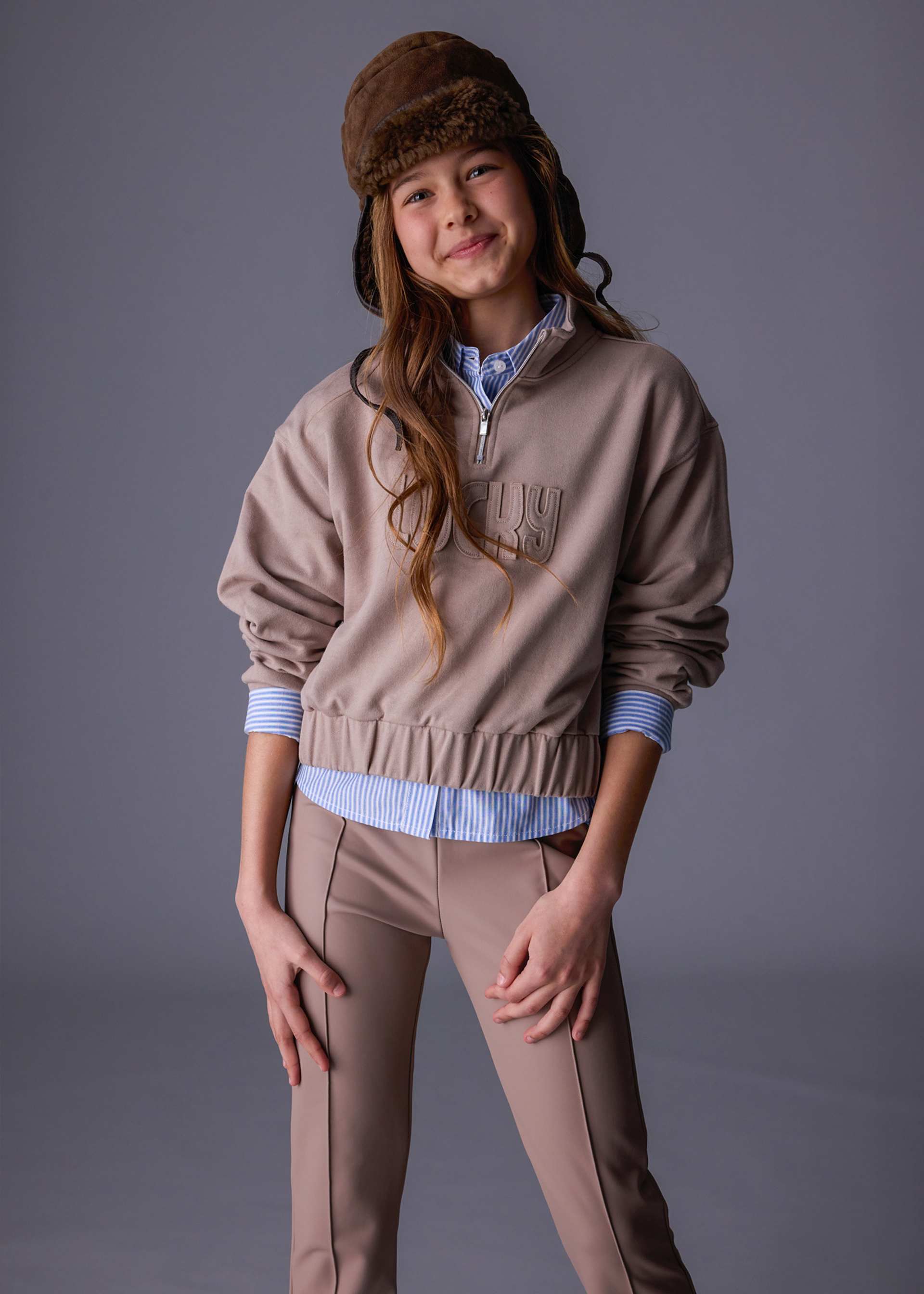 Girls embossed letter jumper