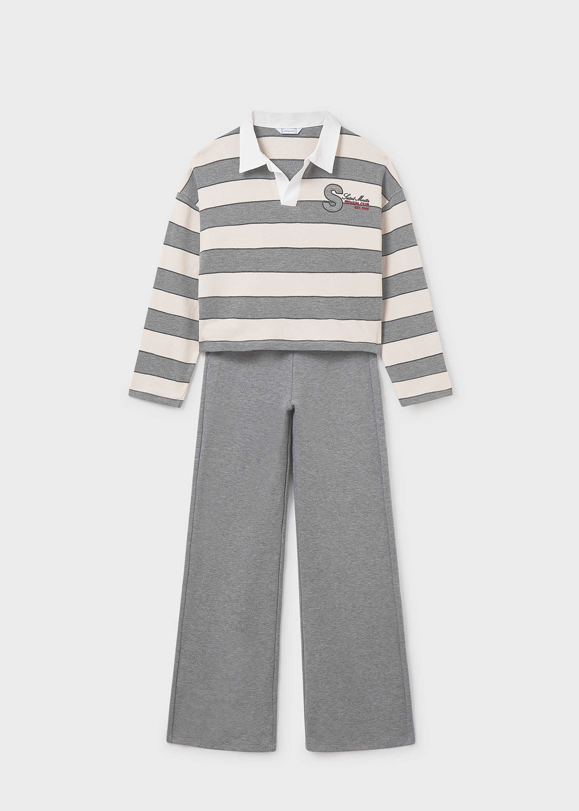 Girls trouser and striped polo set