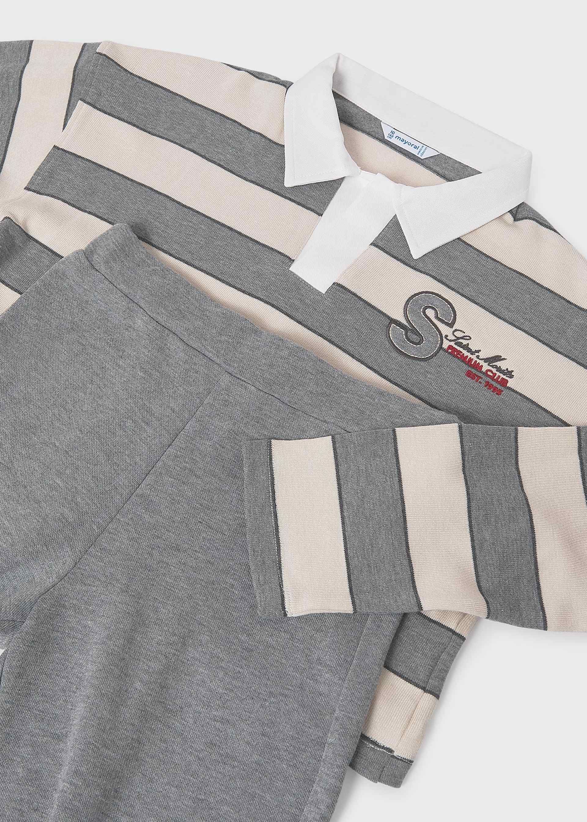 Girls trouser and striped polo set