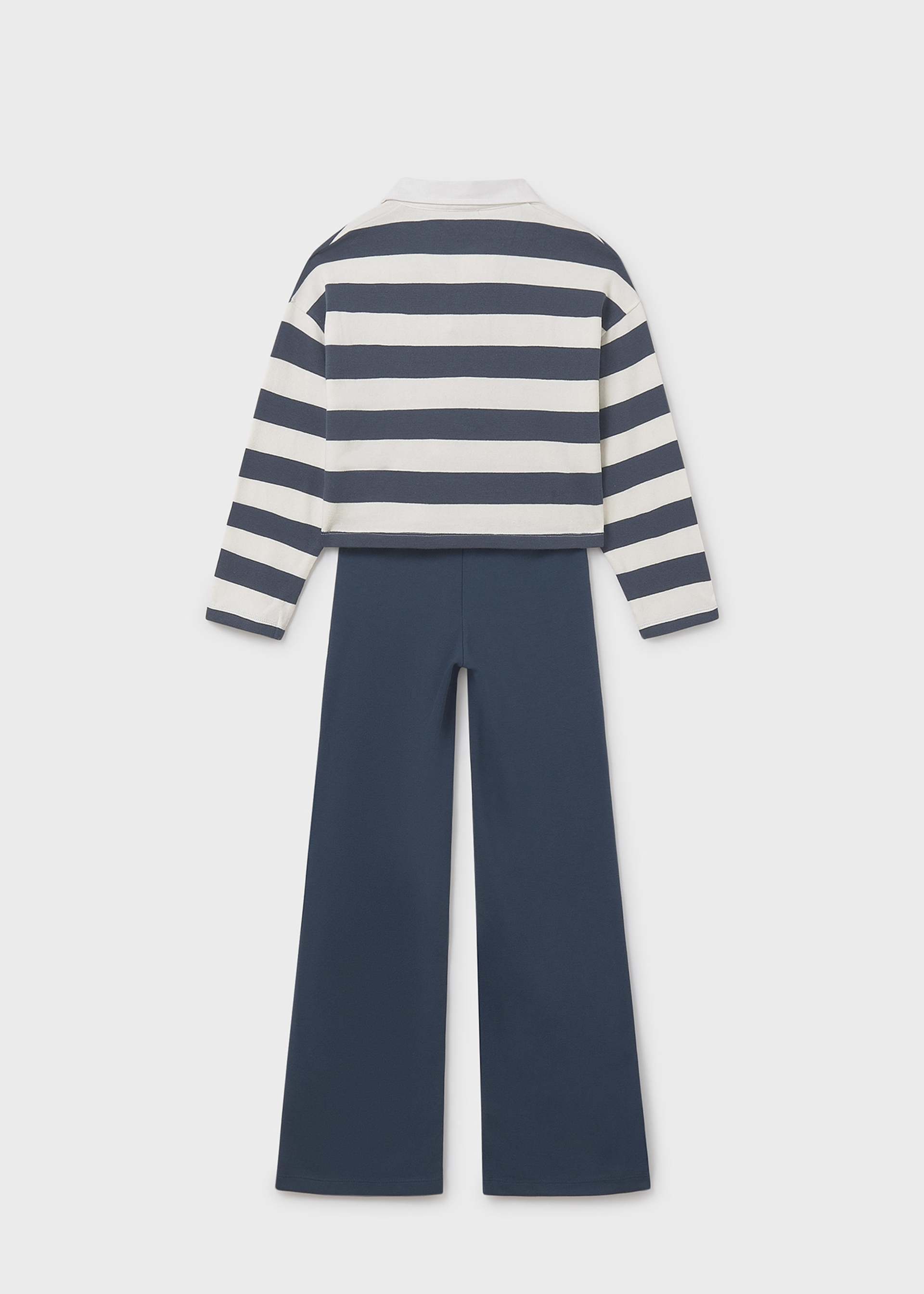 Girl Pants and Striped Polo Shirt Set