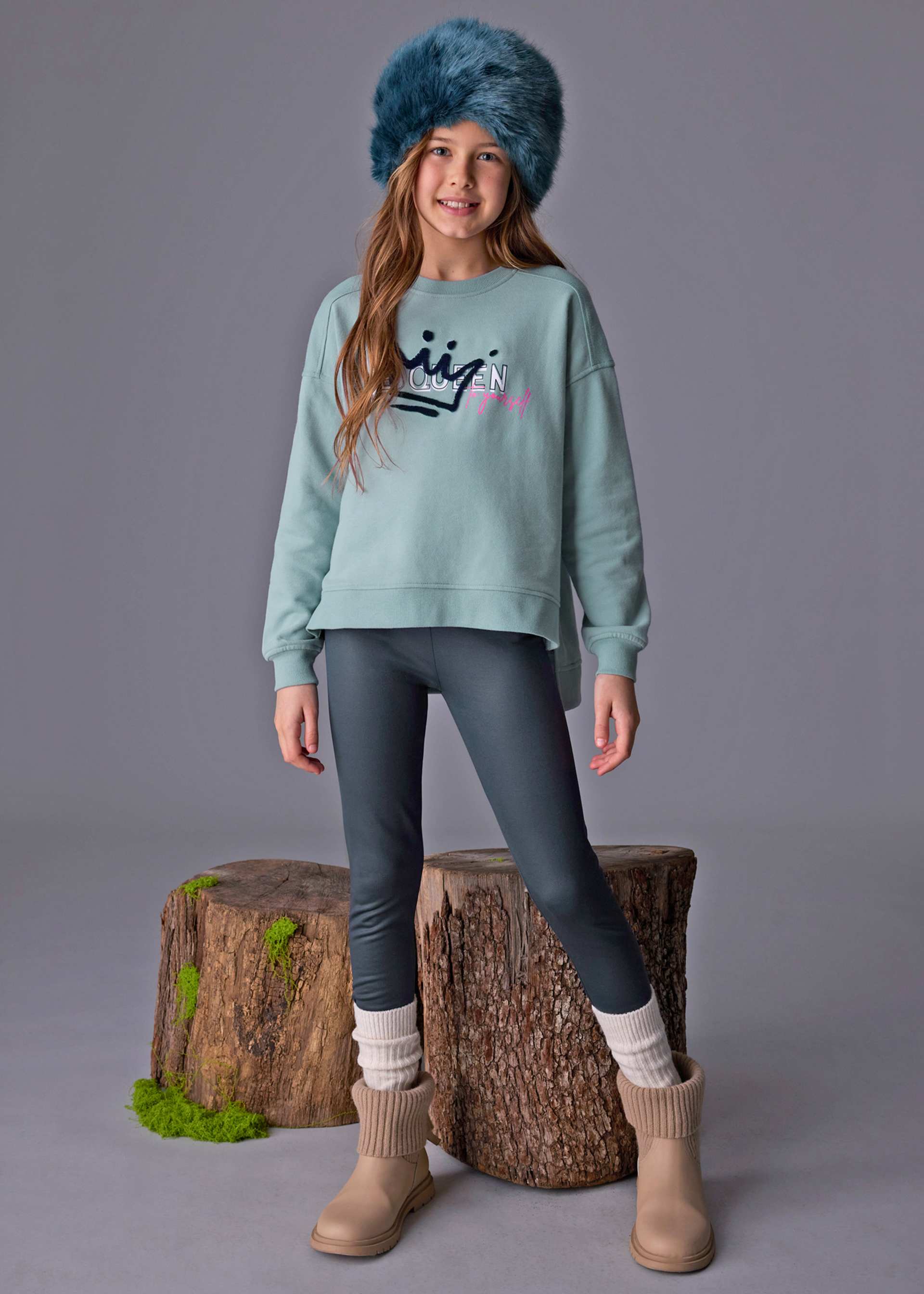 Set Leggings und Sweatshirt Reliefdetail Teenager Mädchen