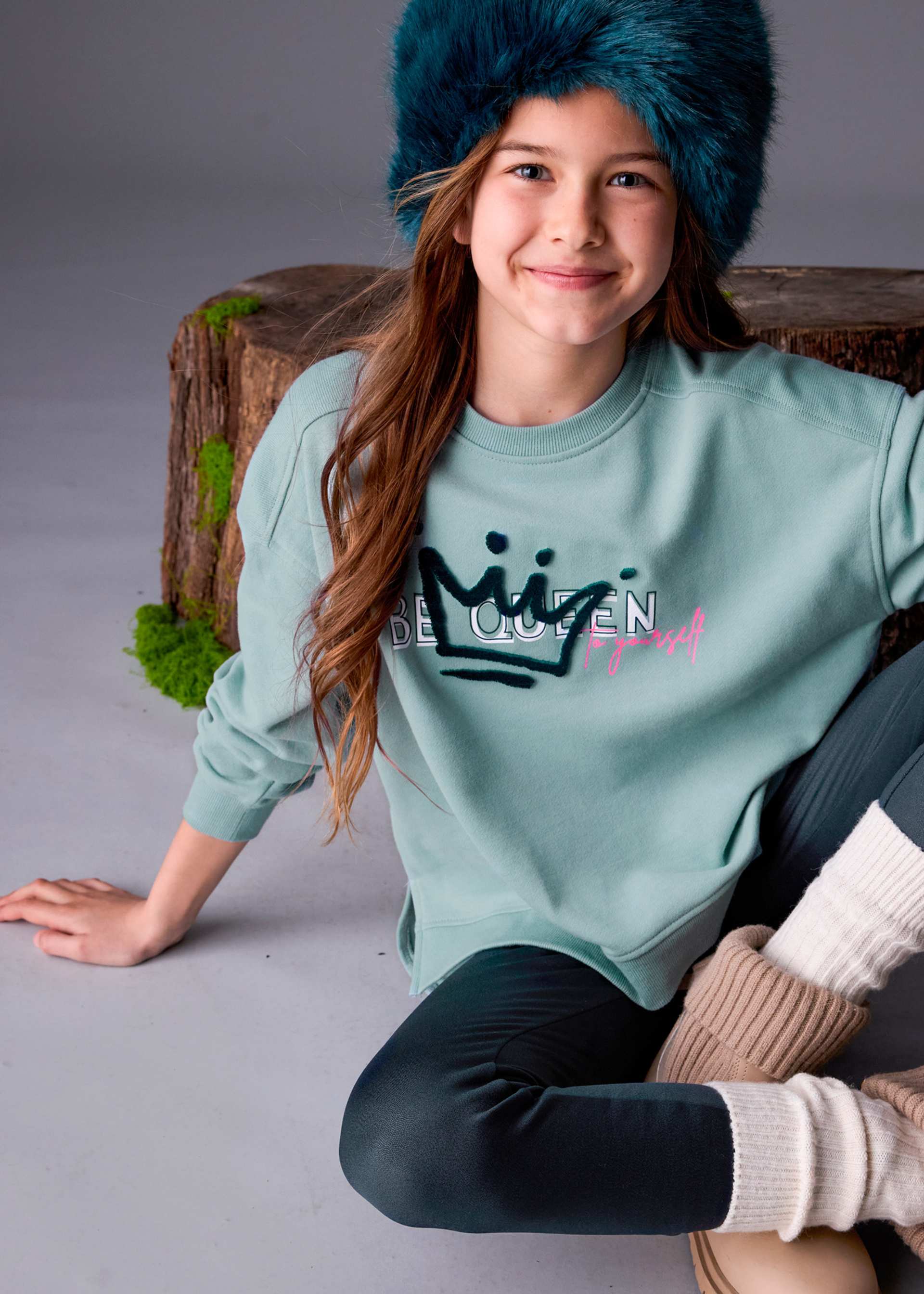 Set Leggings und Sweatshirt Reliefdetail Teenager Mädchen