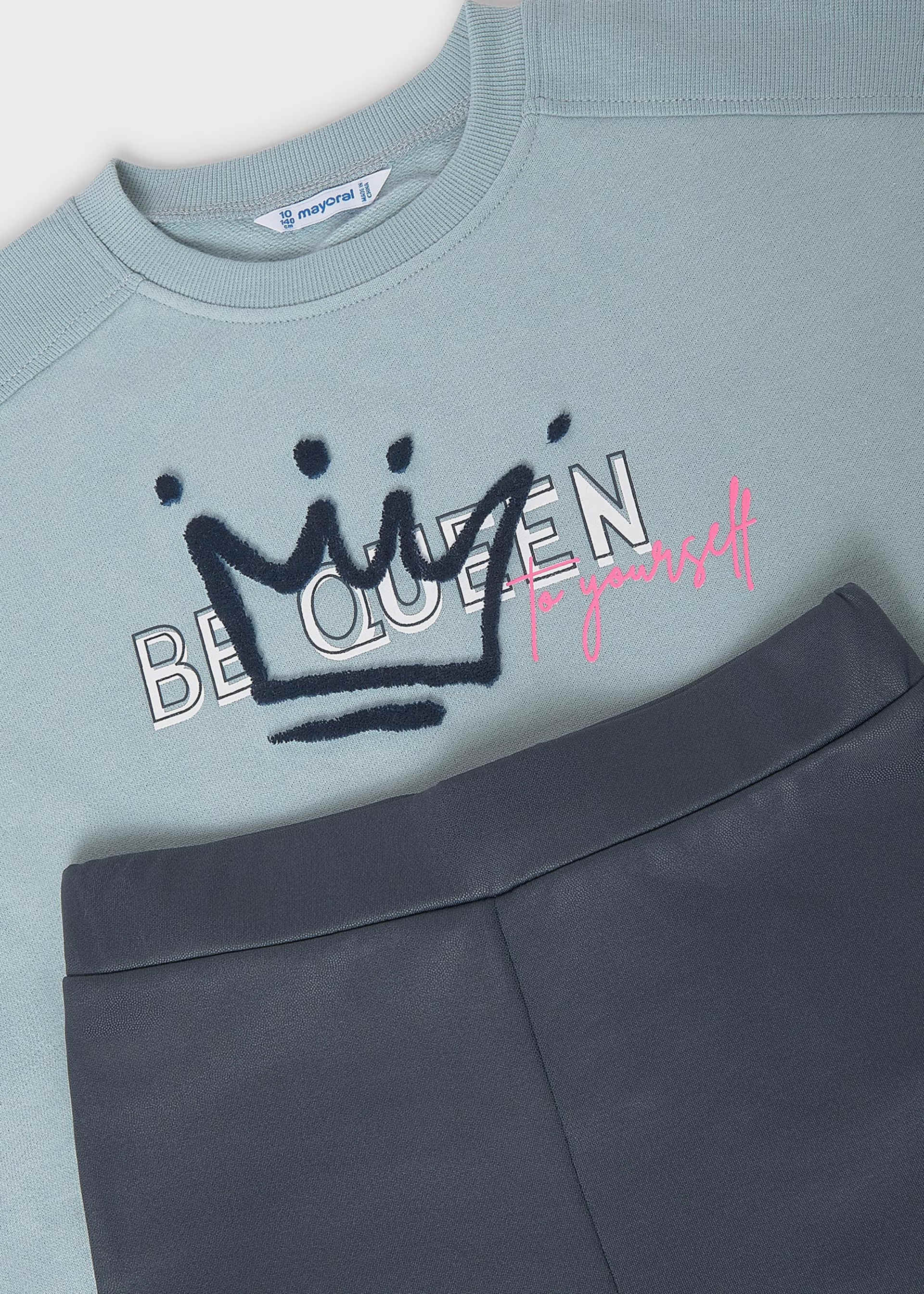 Set Leggings und Sweatshirt Reliefdetail Teenager Mädchen