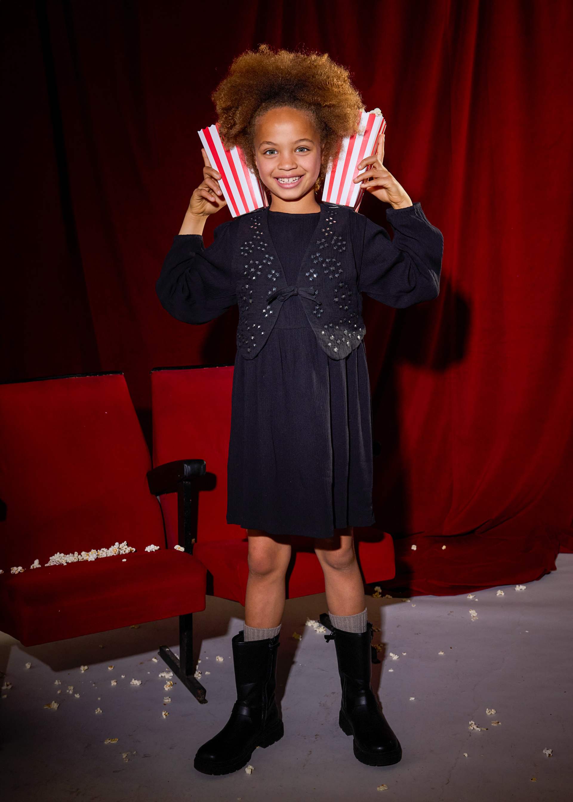 Girl Dress with Faux Vest