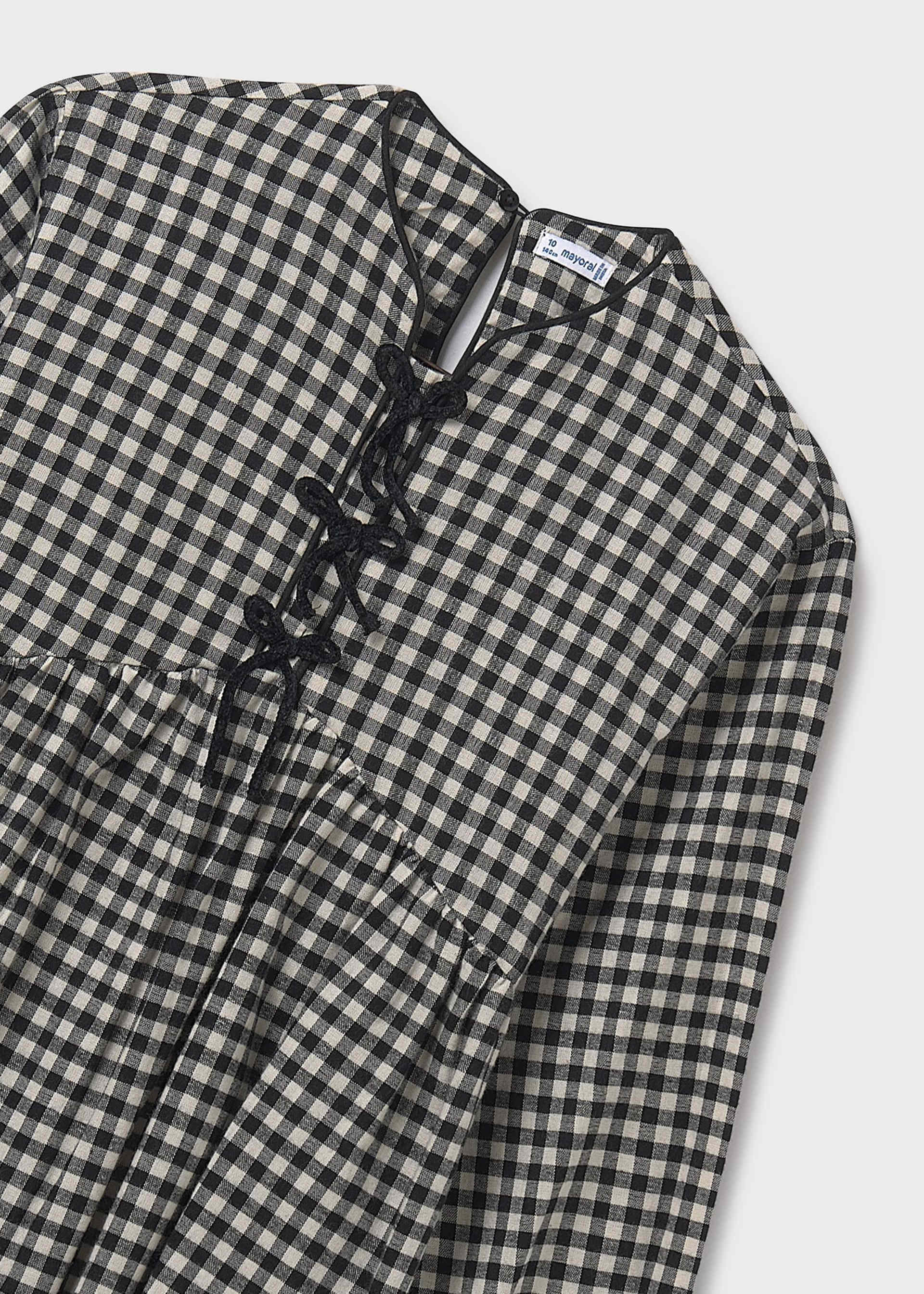 Girls gingham bow dress