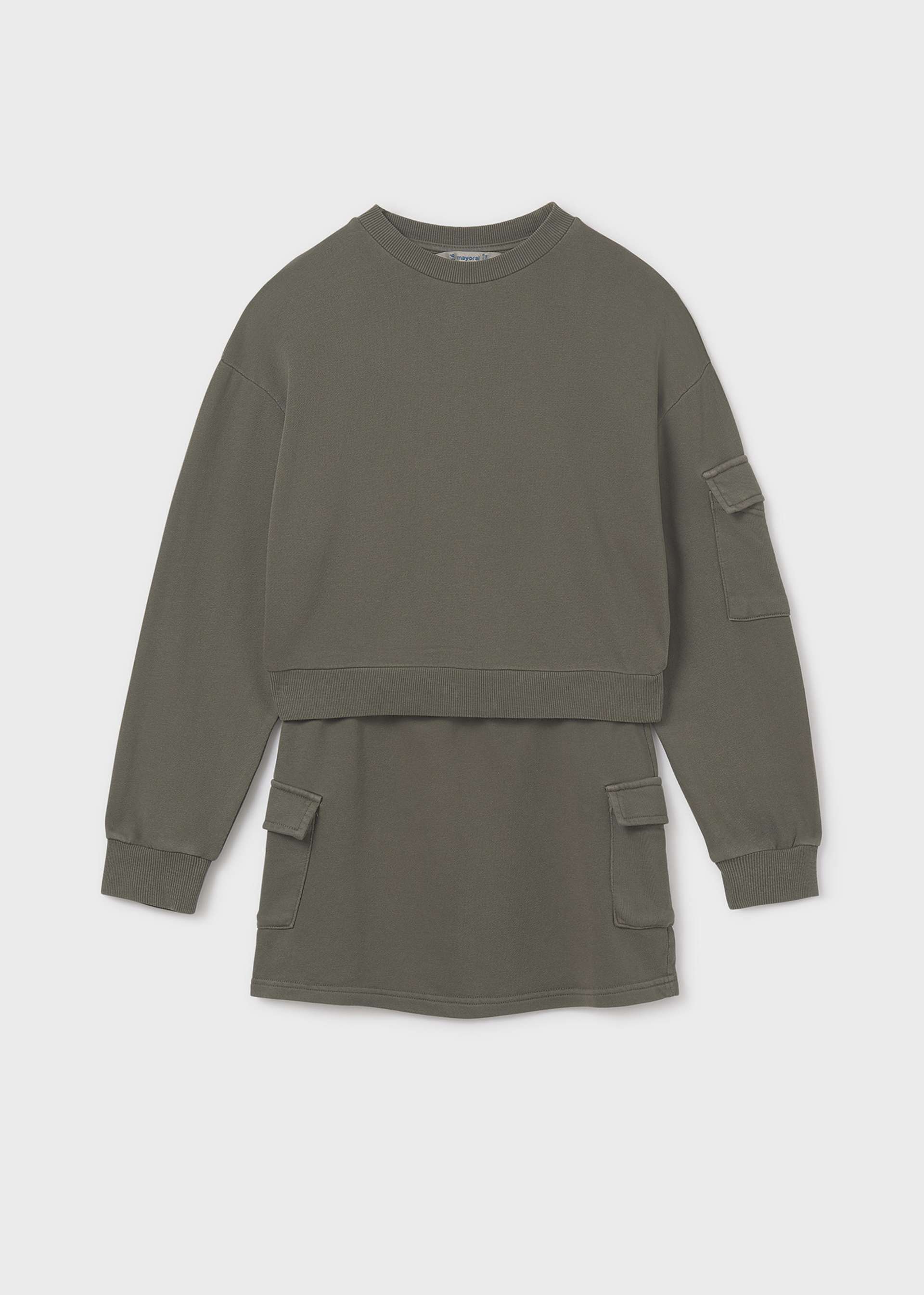 Girl Cargo Skirt and Sweatshirt Set