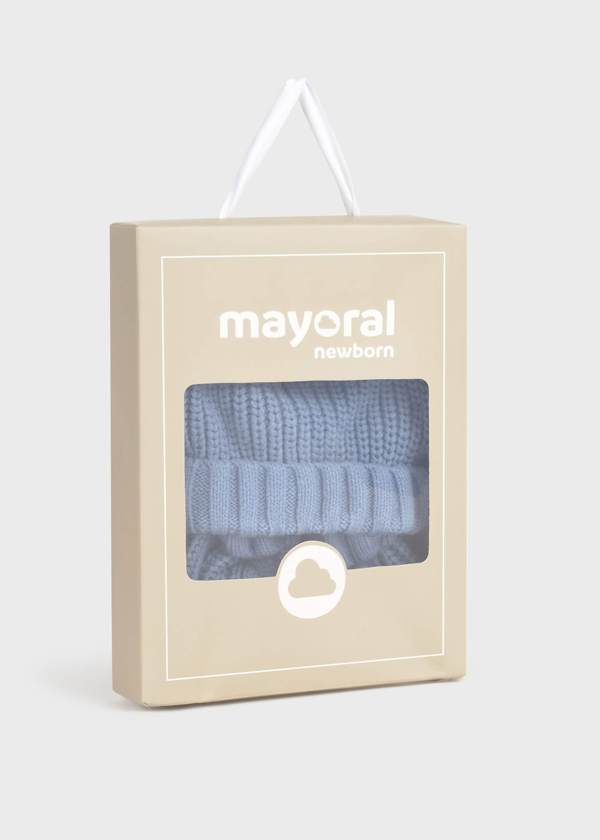 Conjunto de gorro e luvas tricô recém nascido