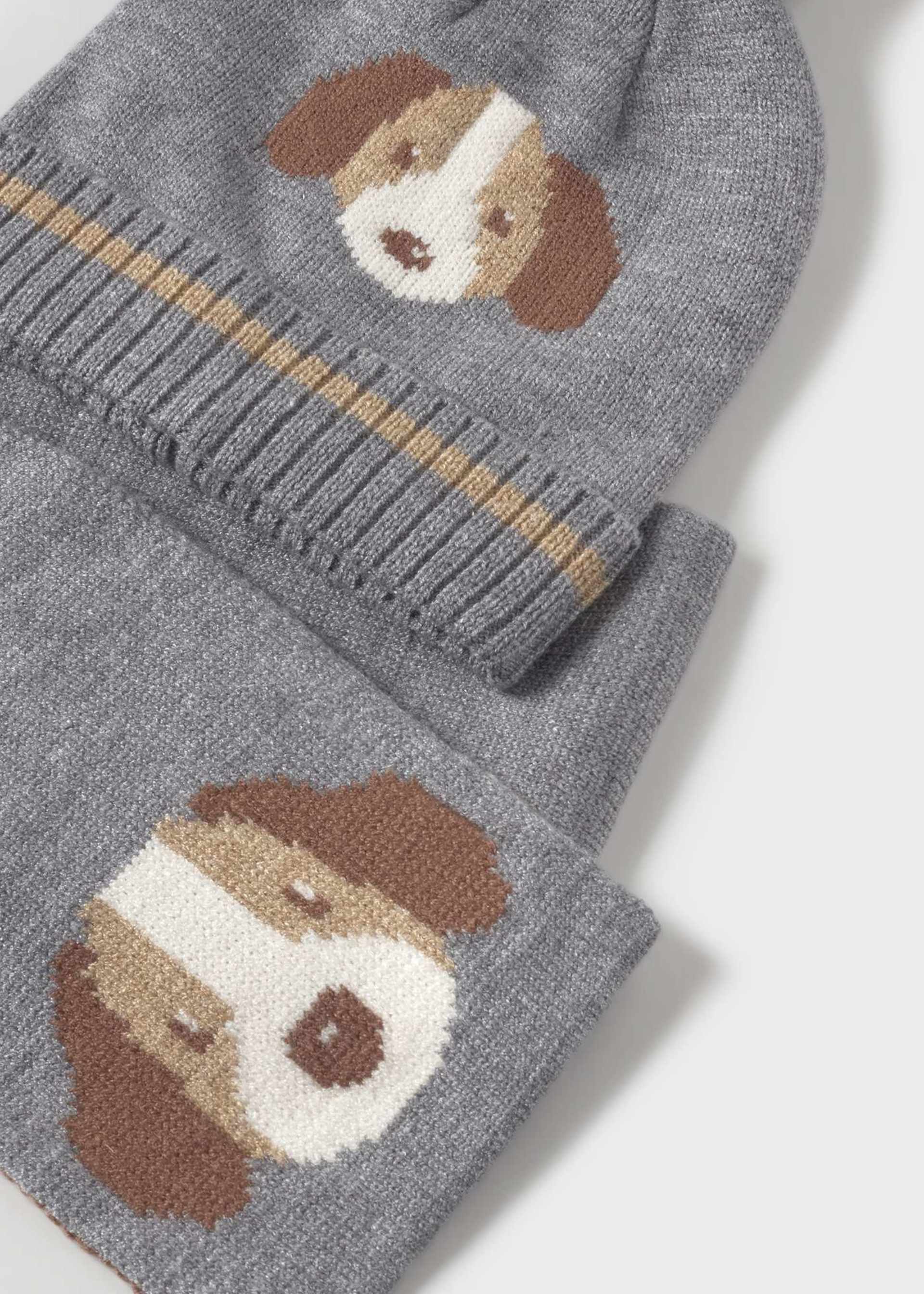 Baby Hat and Scarf Set with Dog