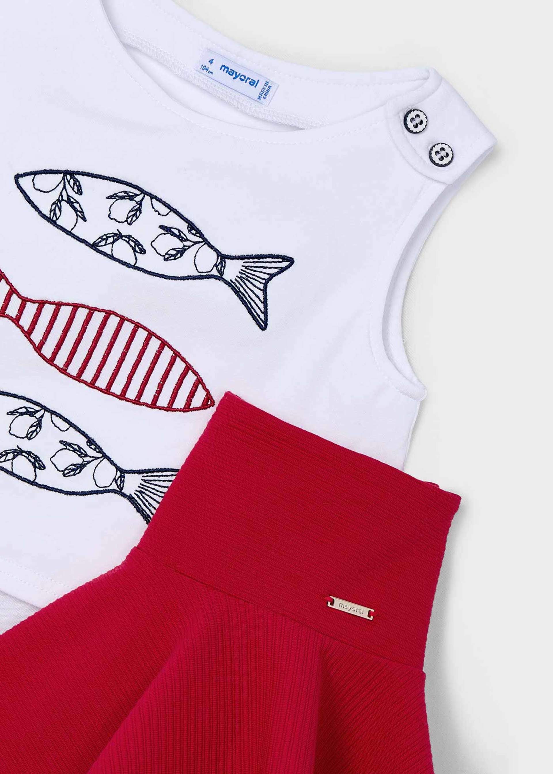 Girl pleated skirt and top set