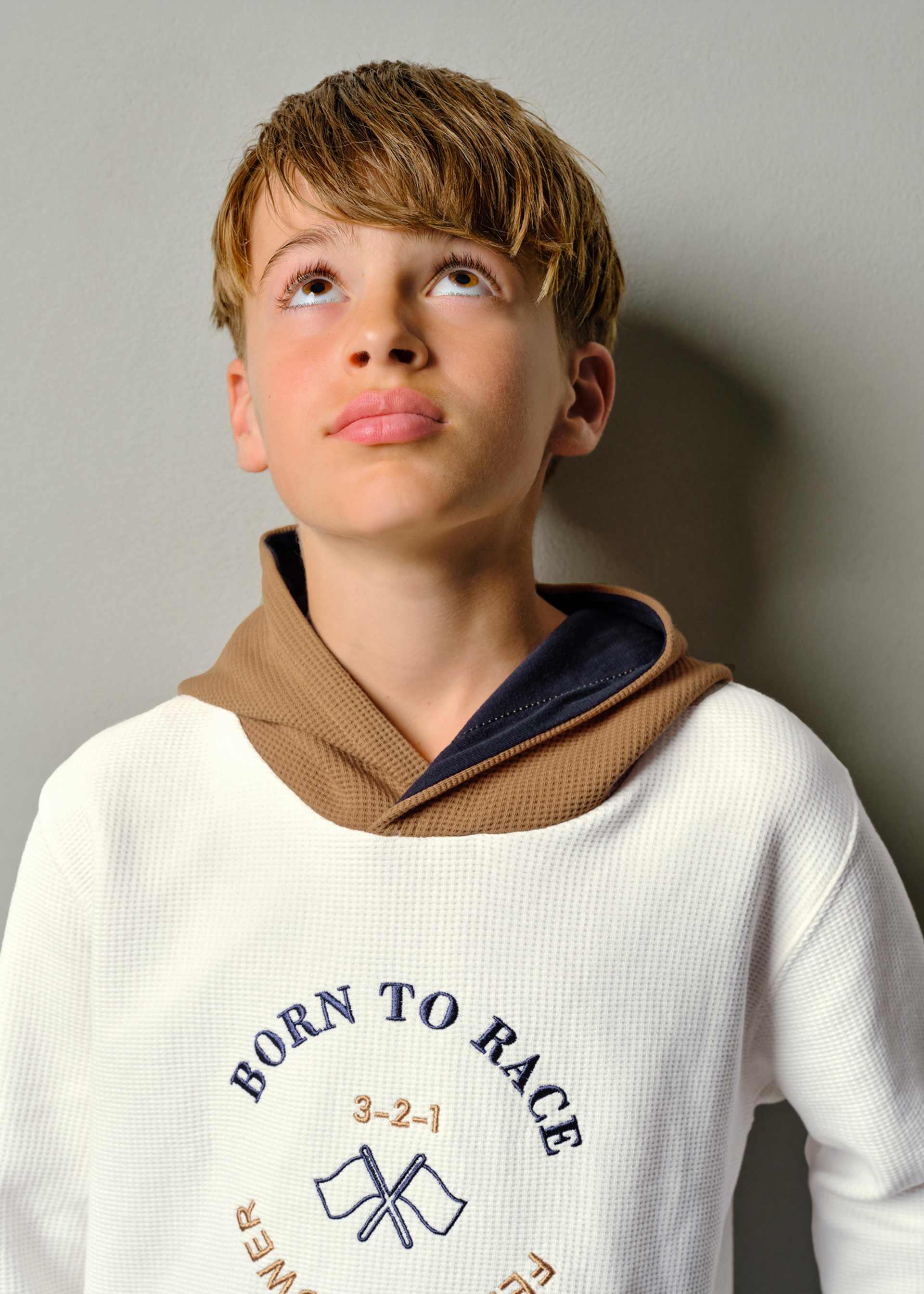 Sweatshirt strukturiert bestickt Teenager Jungen