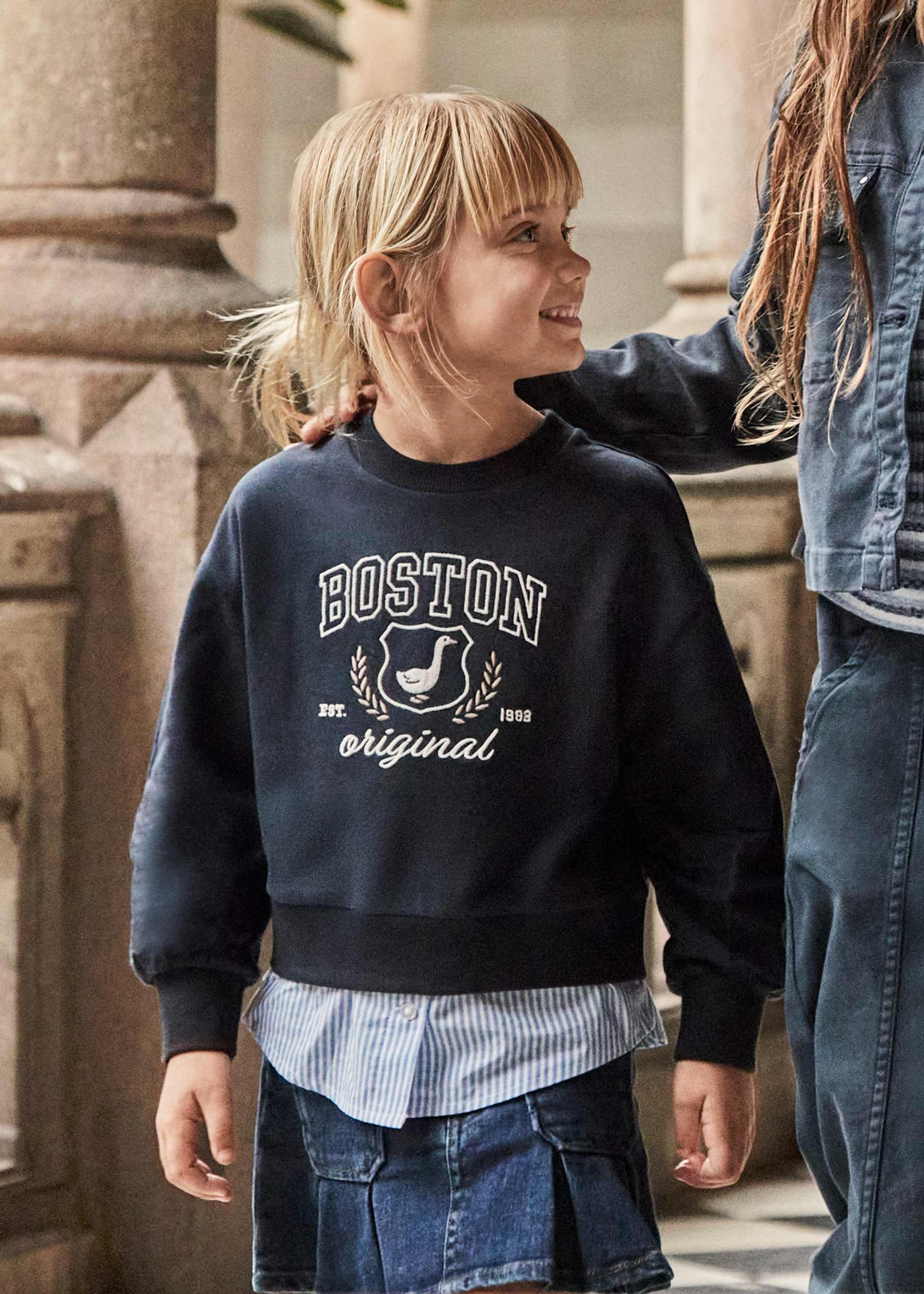 Girl Sweatshirt with Faux Shirt