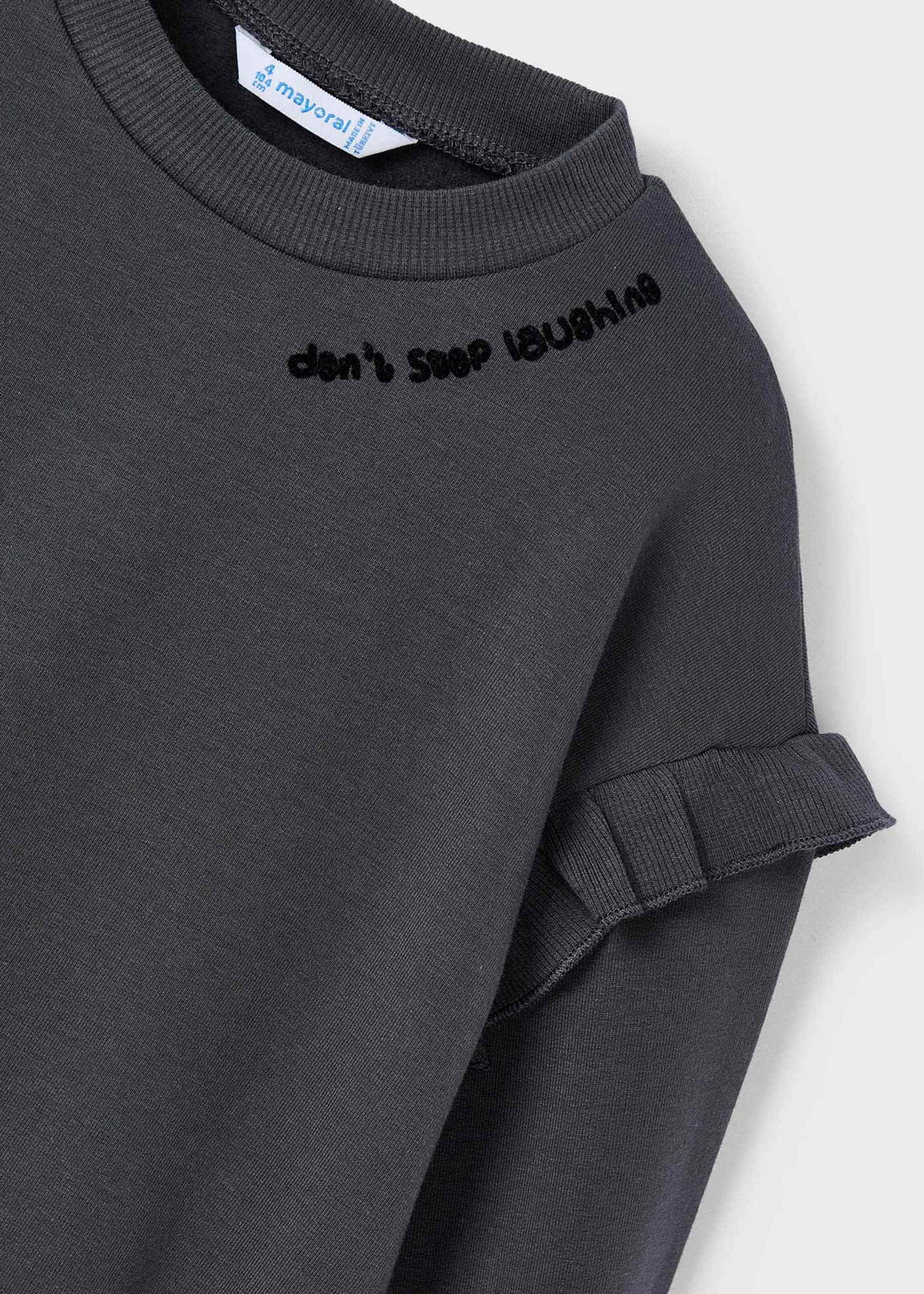 Girl Sweatshirt with Ruffled Sleeves Girl Sweatshirt with Ruffled Sleeves