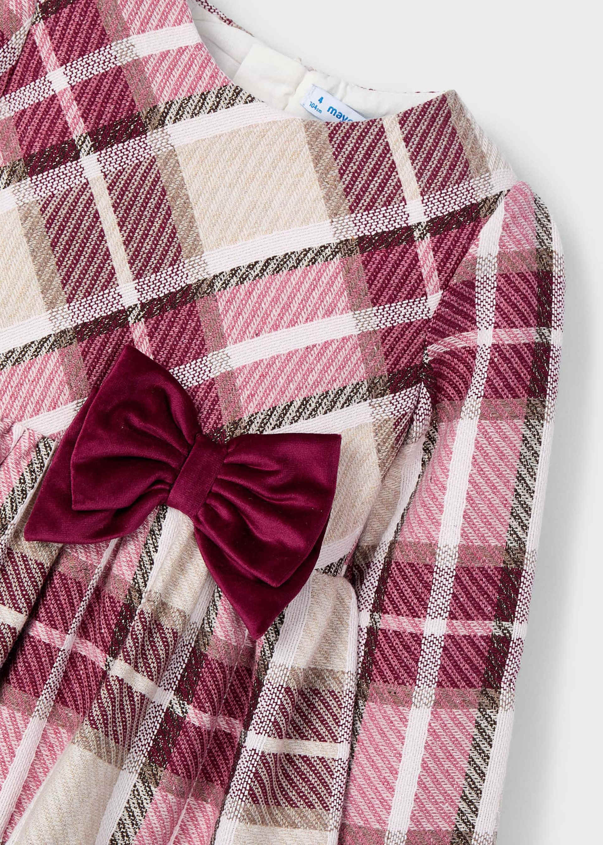 Girl's velvet checked dress