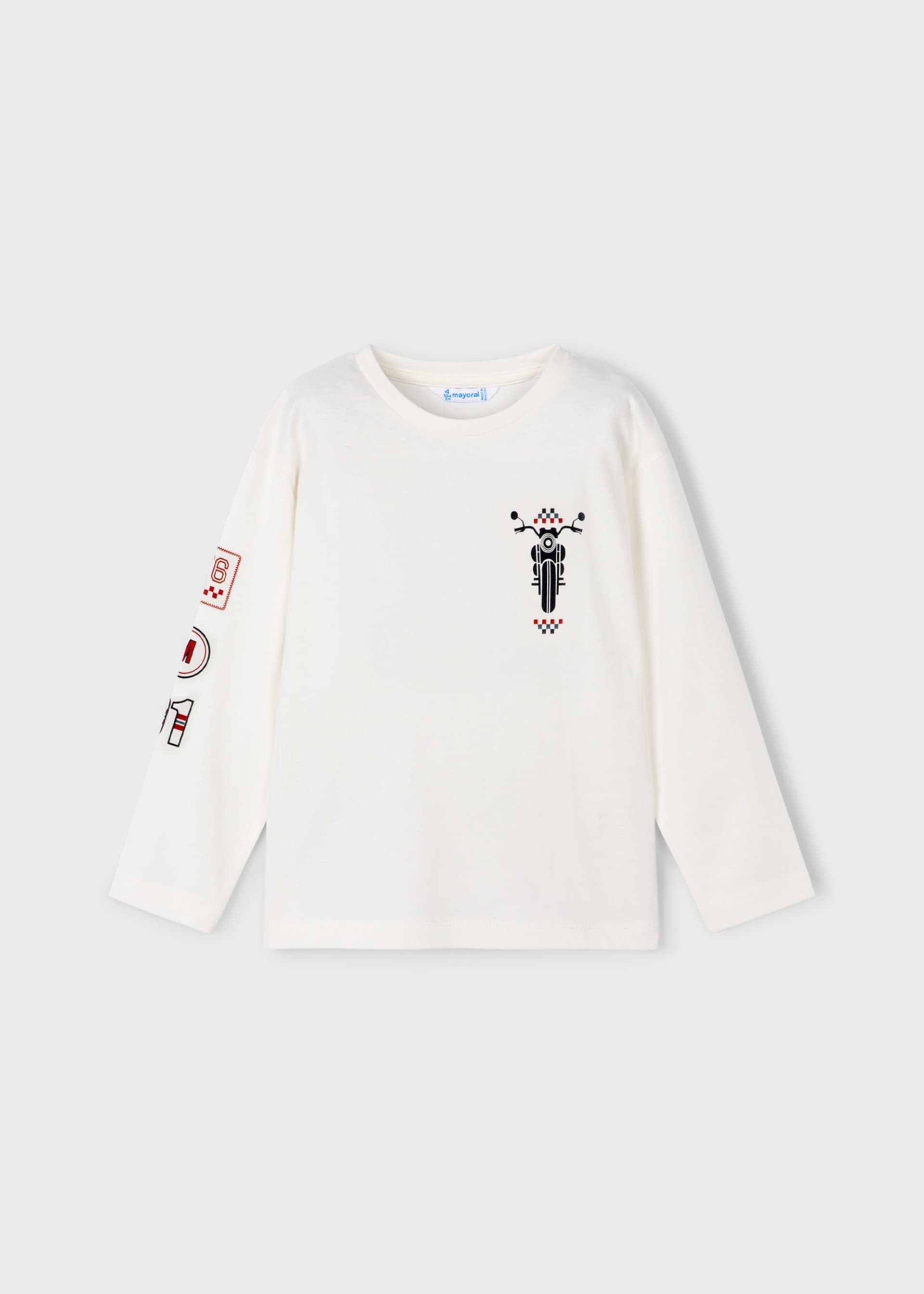 Boy's motorbike T-shirt with patches