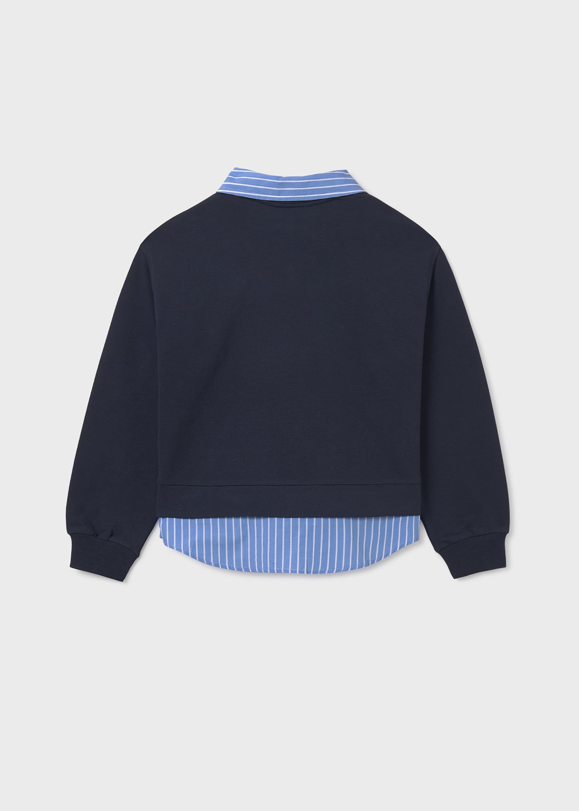 Bluza łączona z imitacją koszuli w paski dla dziewczynki