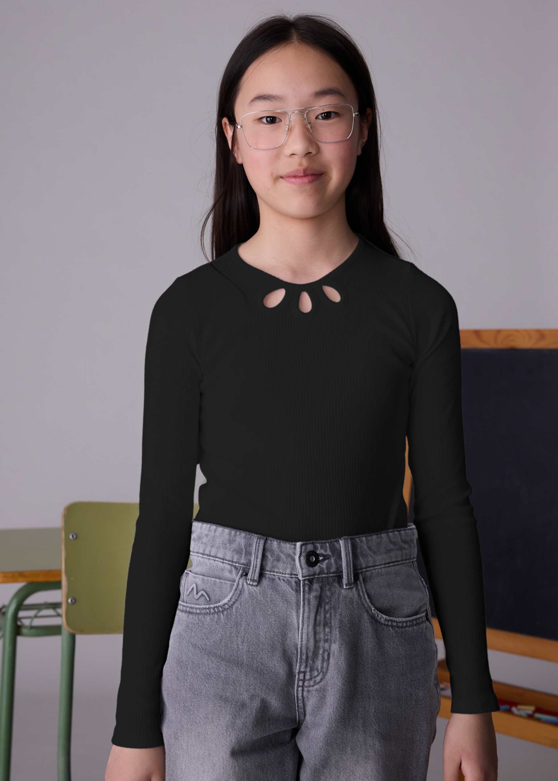 T-shirt canalé fille