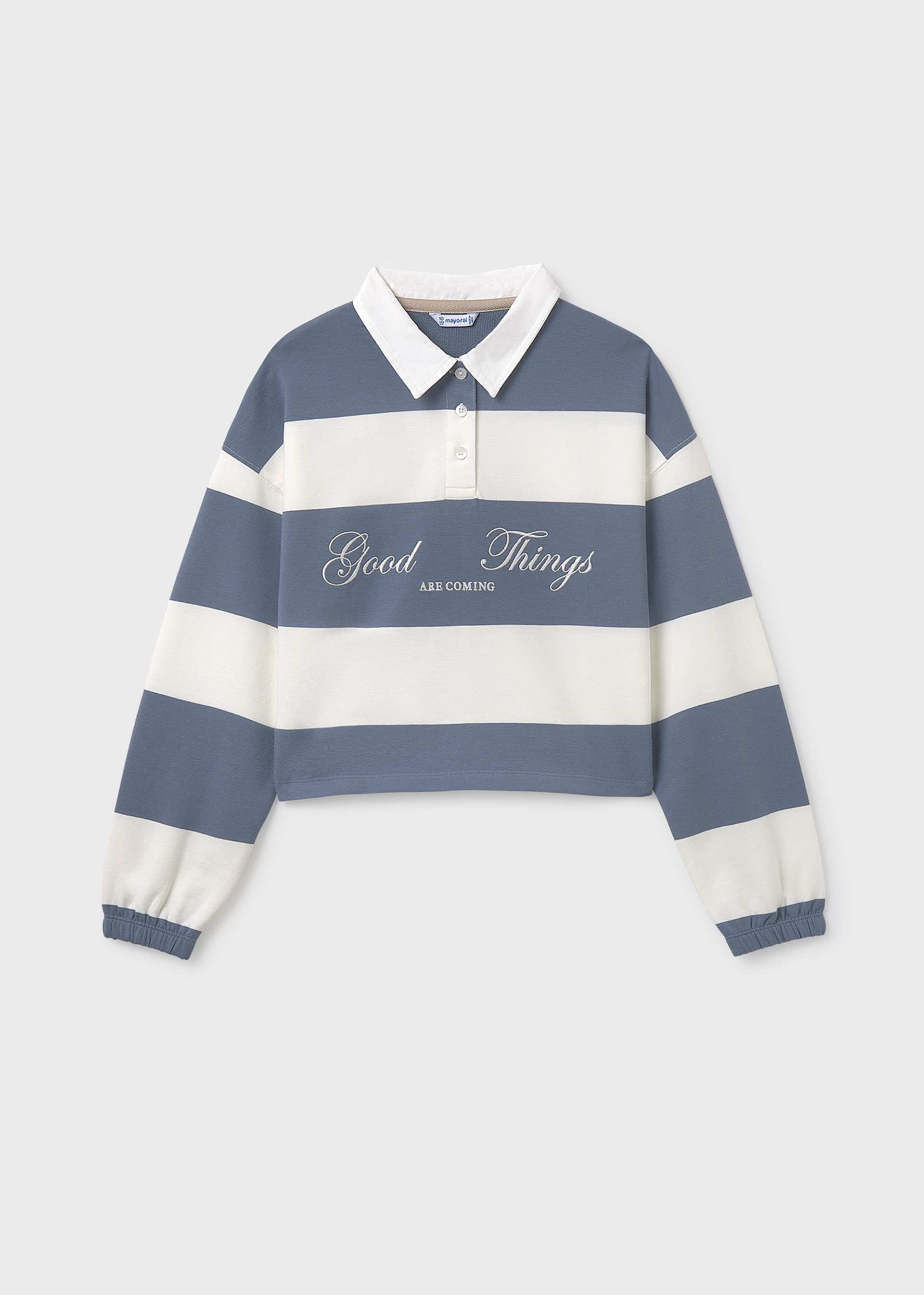 Girl striped cropped polo top