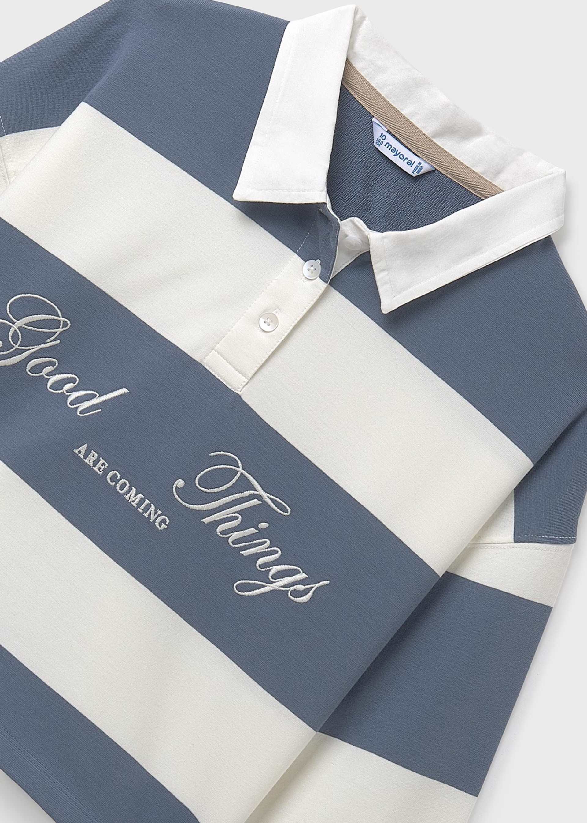 Girl striped cropped polo top