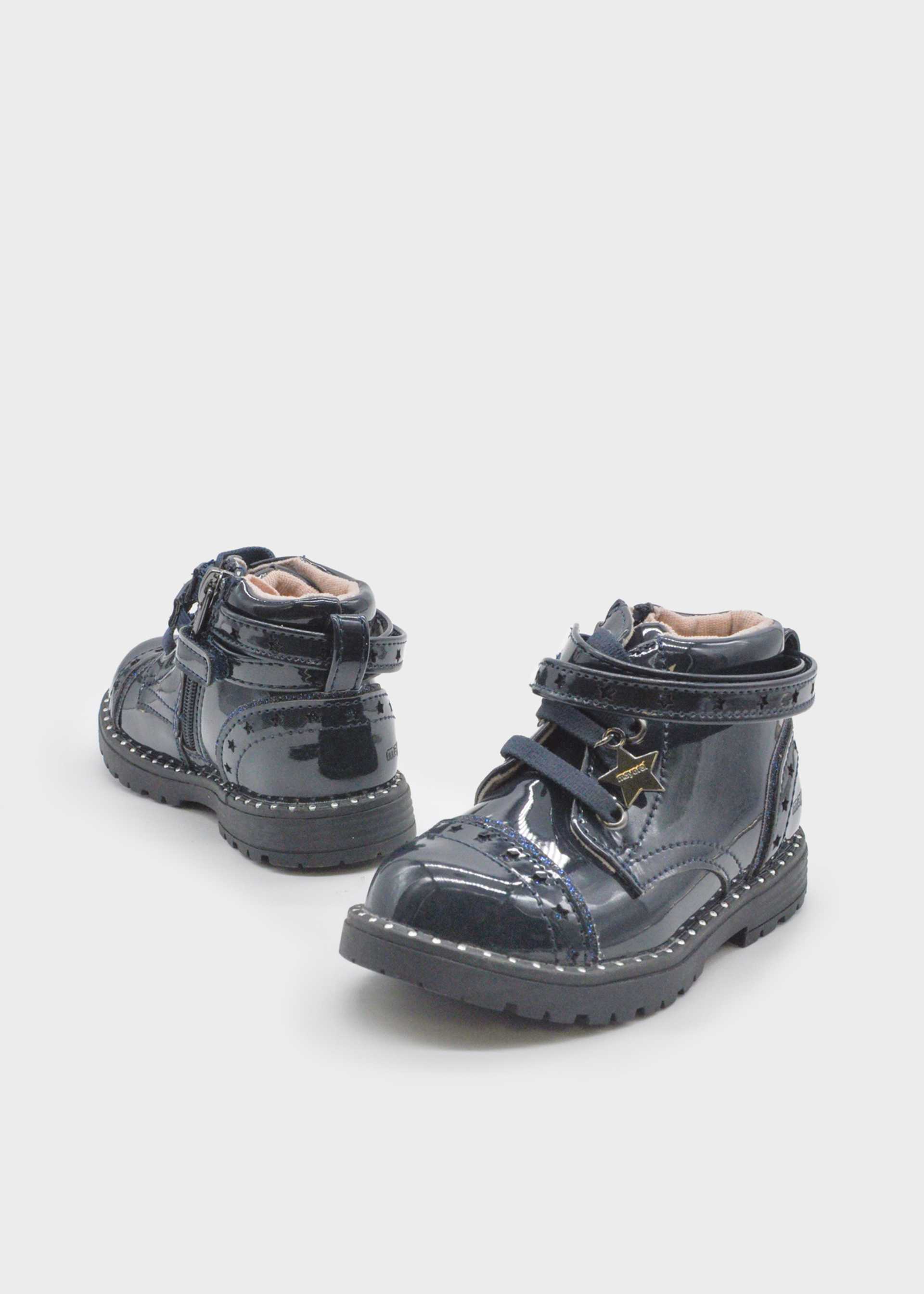 Bottines motardes en cuir verni bébé