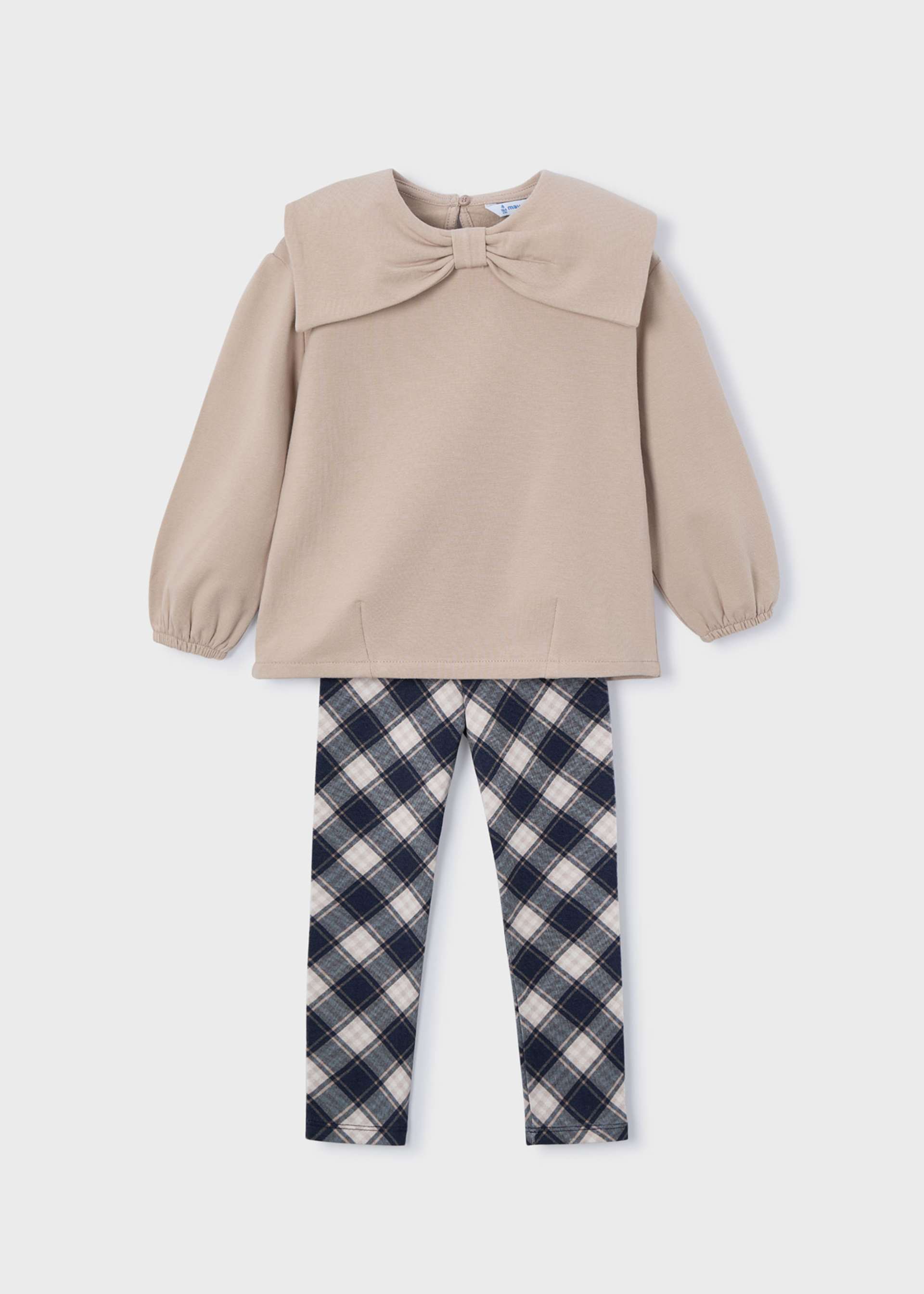 Girl Plaid Leggings and Sweatshirt Set