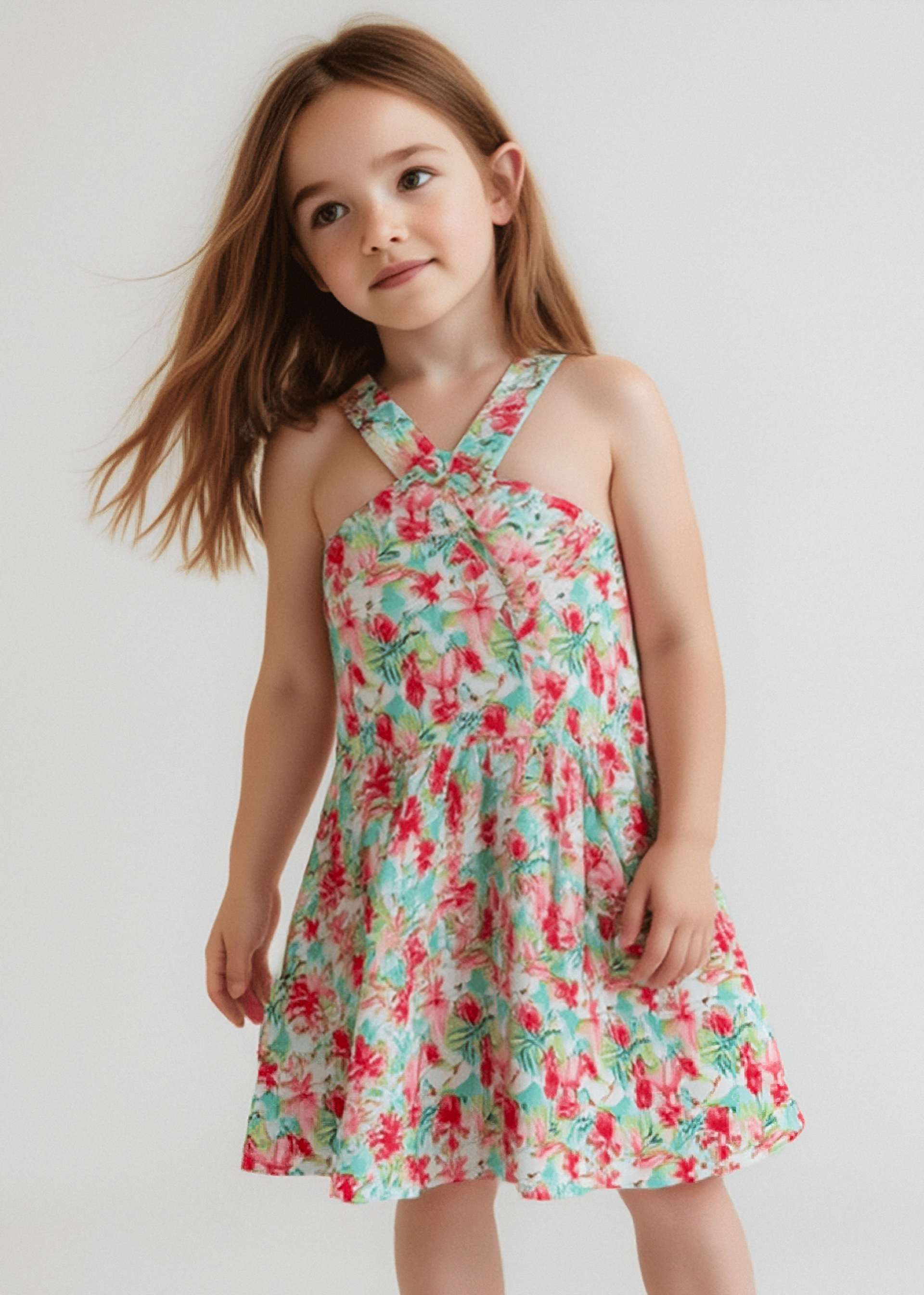 Girl print cross strap dress Girl print cross strap dress