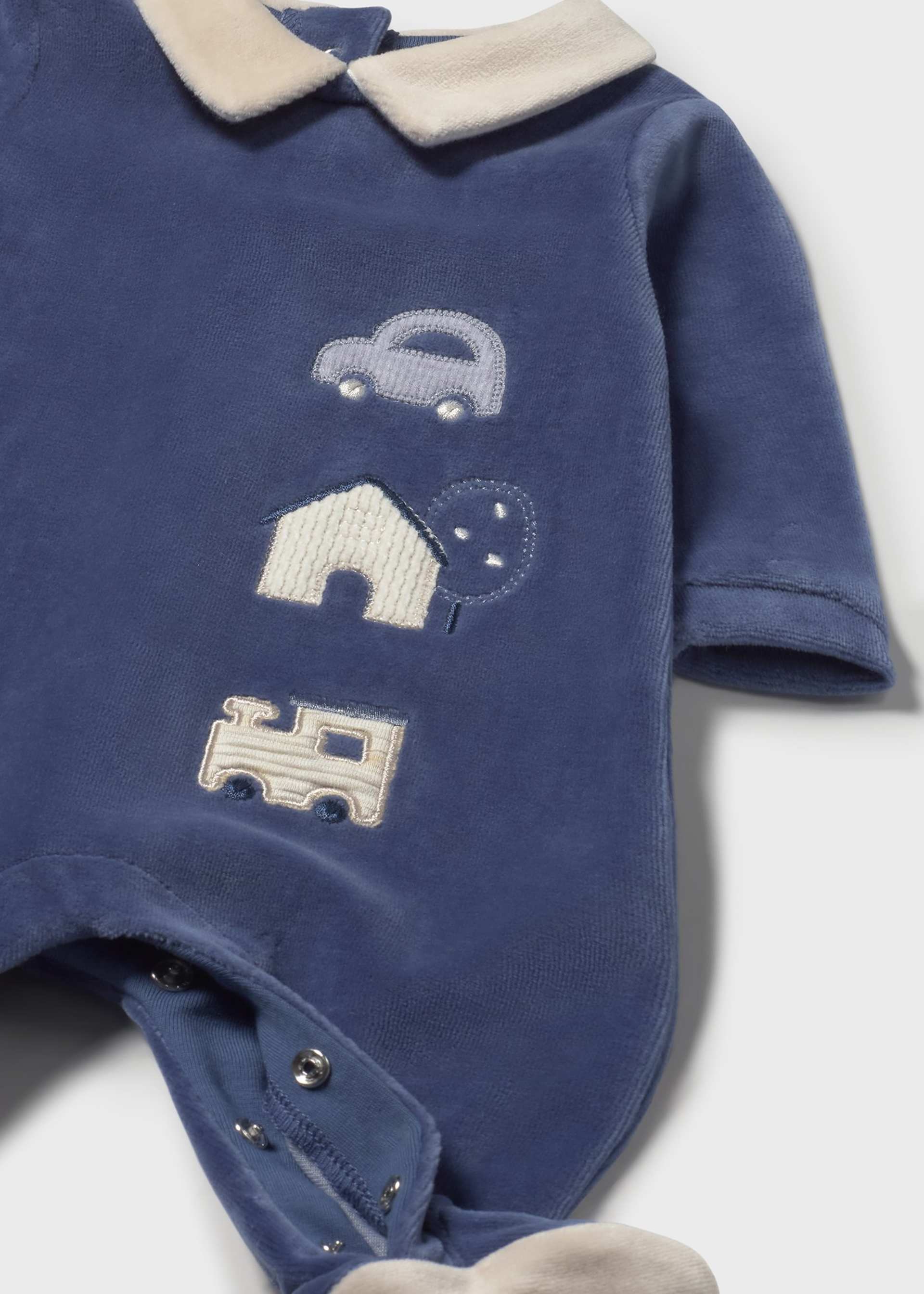 Newborn Boy Collared Velour One Piece