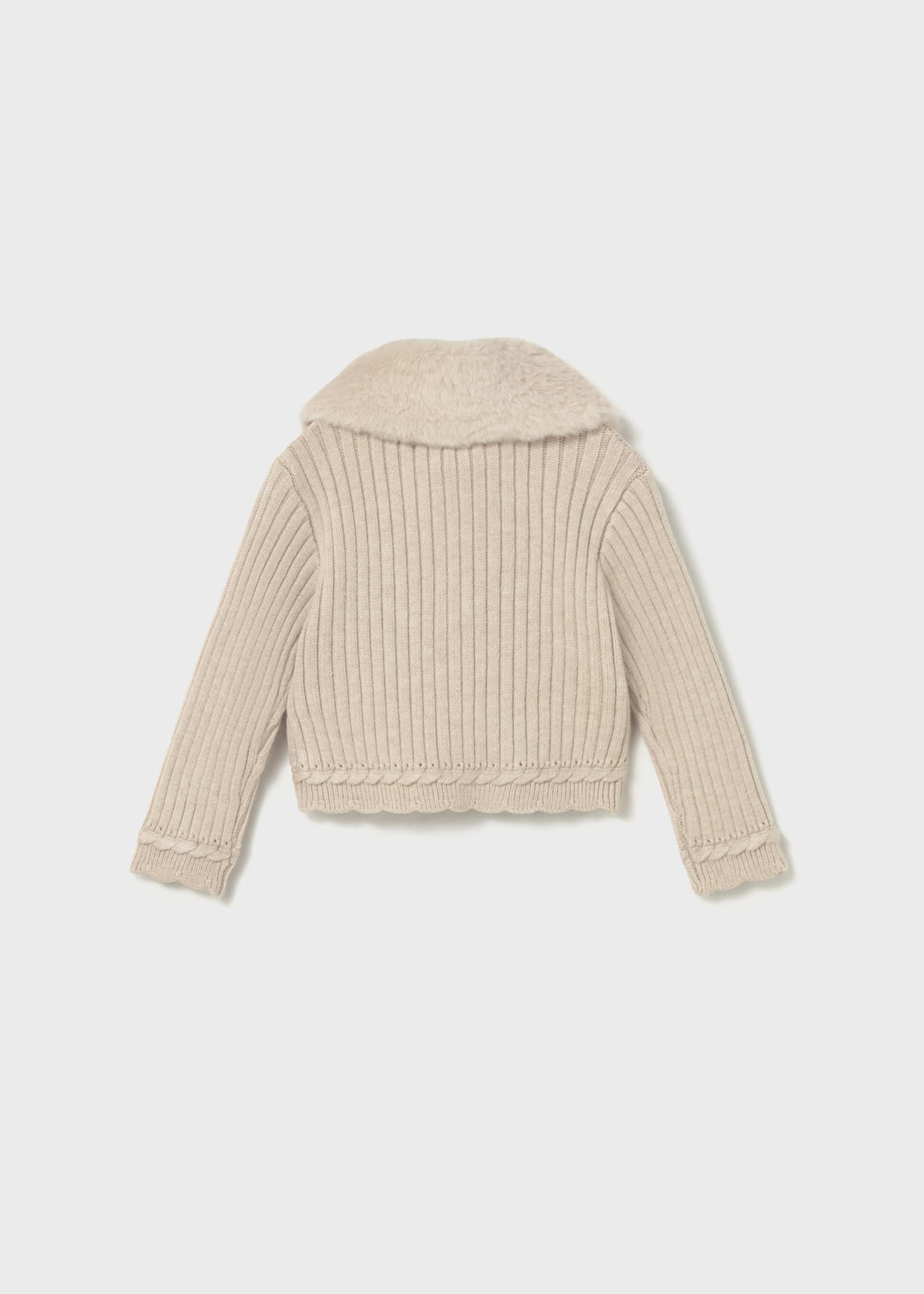 Cardigan tricoté col fourrure bébé