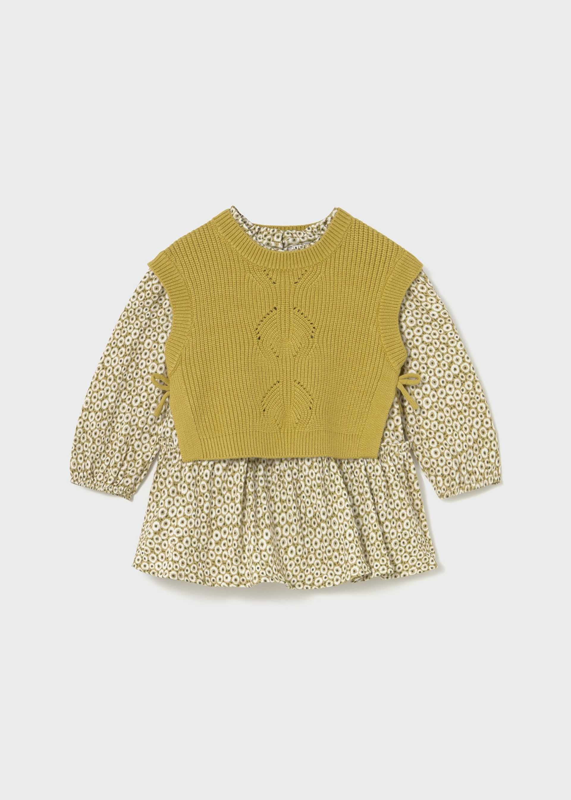 Baby Dress with Faux Knit Vest