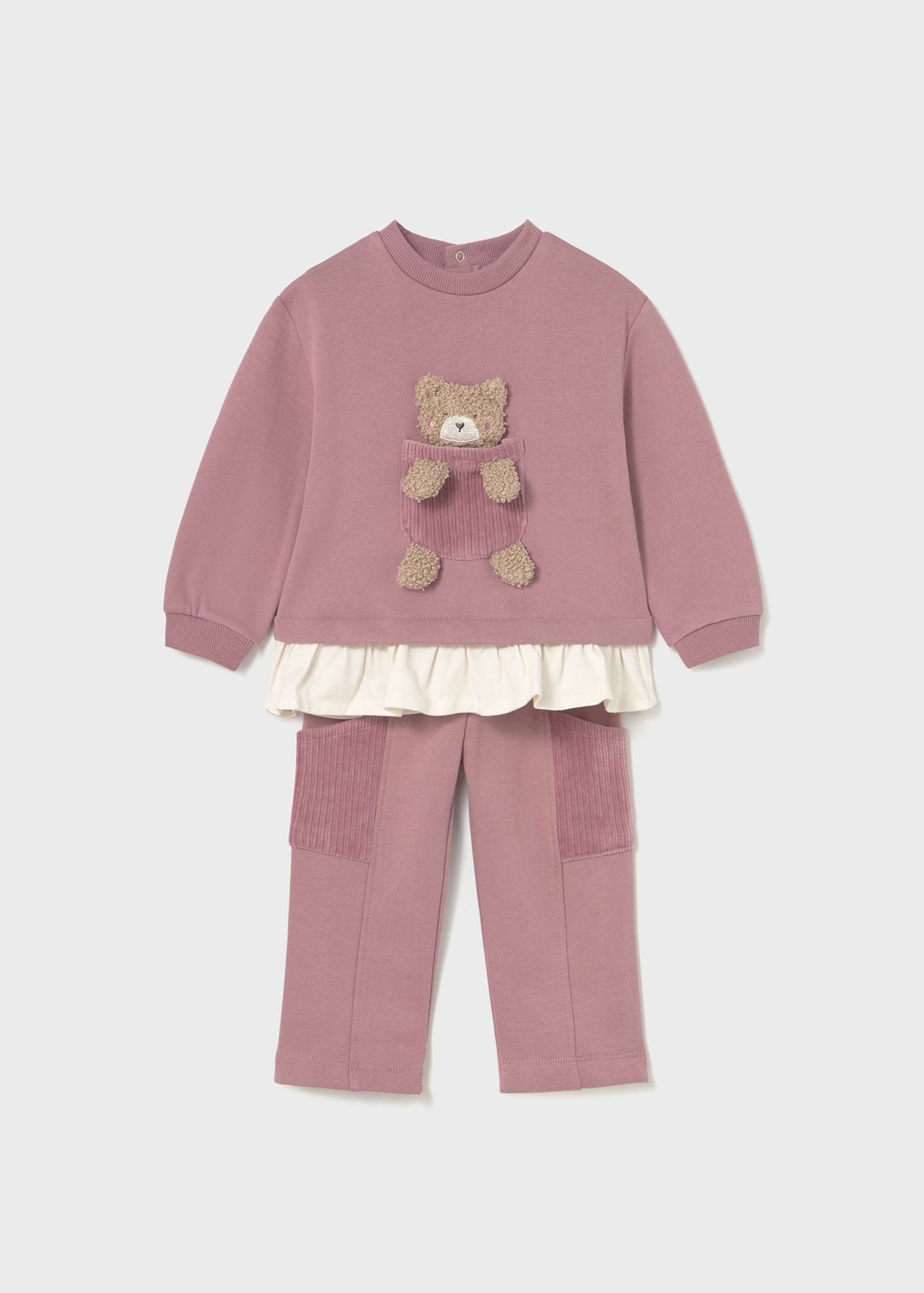 Baby 2-Piece Teddy Bear Tracksuit Set Orchid | Mayoral ®
