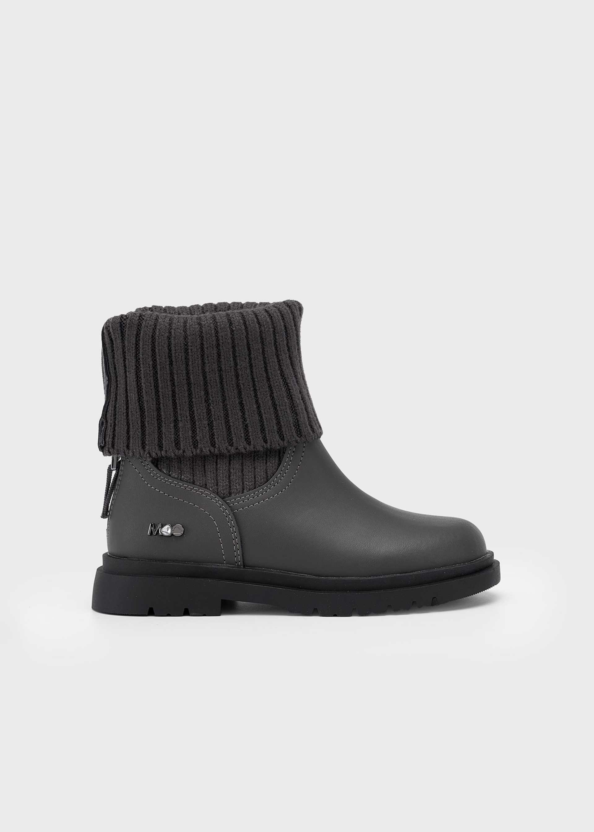 Leder-Biker-Halbstiefel Strickdetail Mädchen