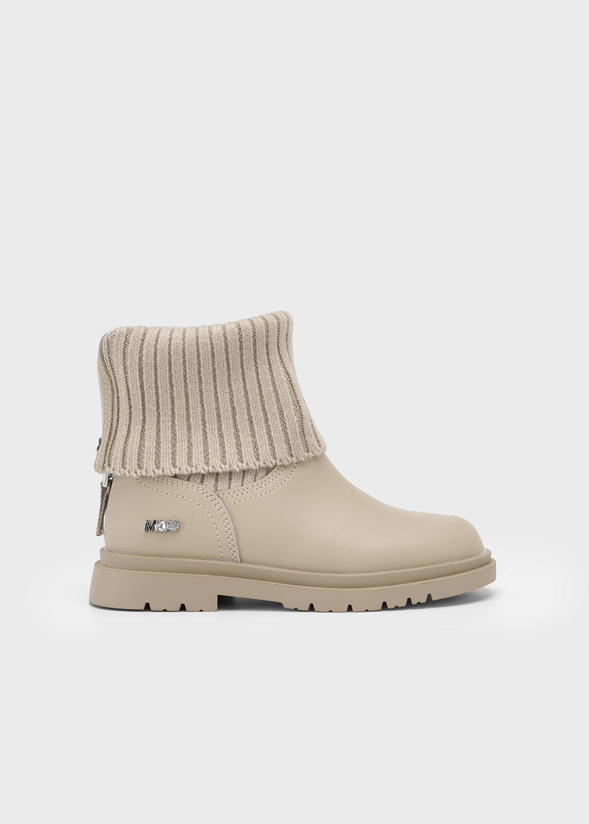 Botins biker pele tricô menina Botins biker pele tricô menina