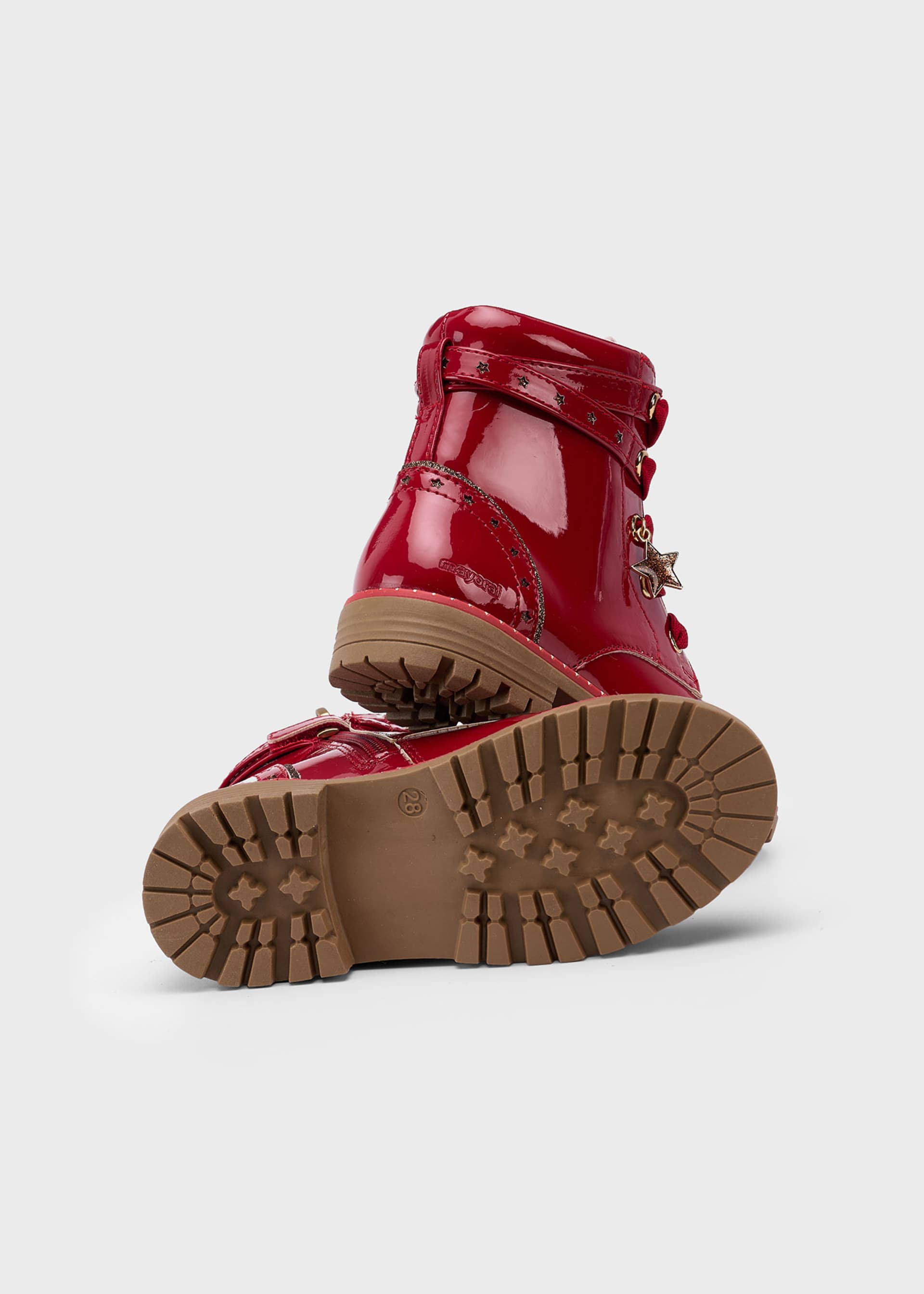 Bottines motardes en cuir verni fille