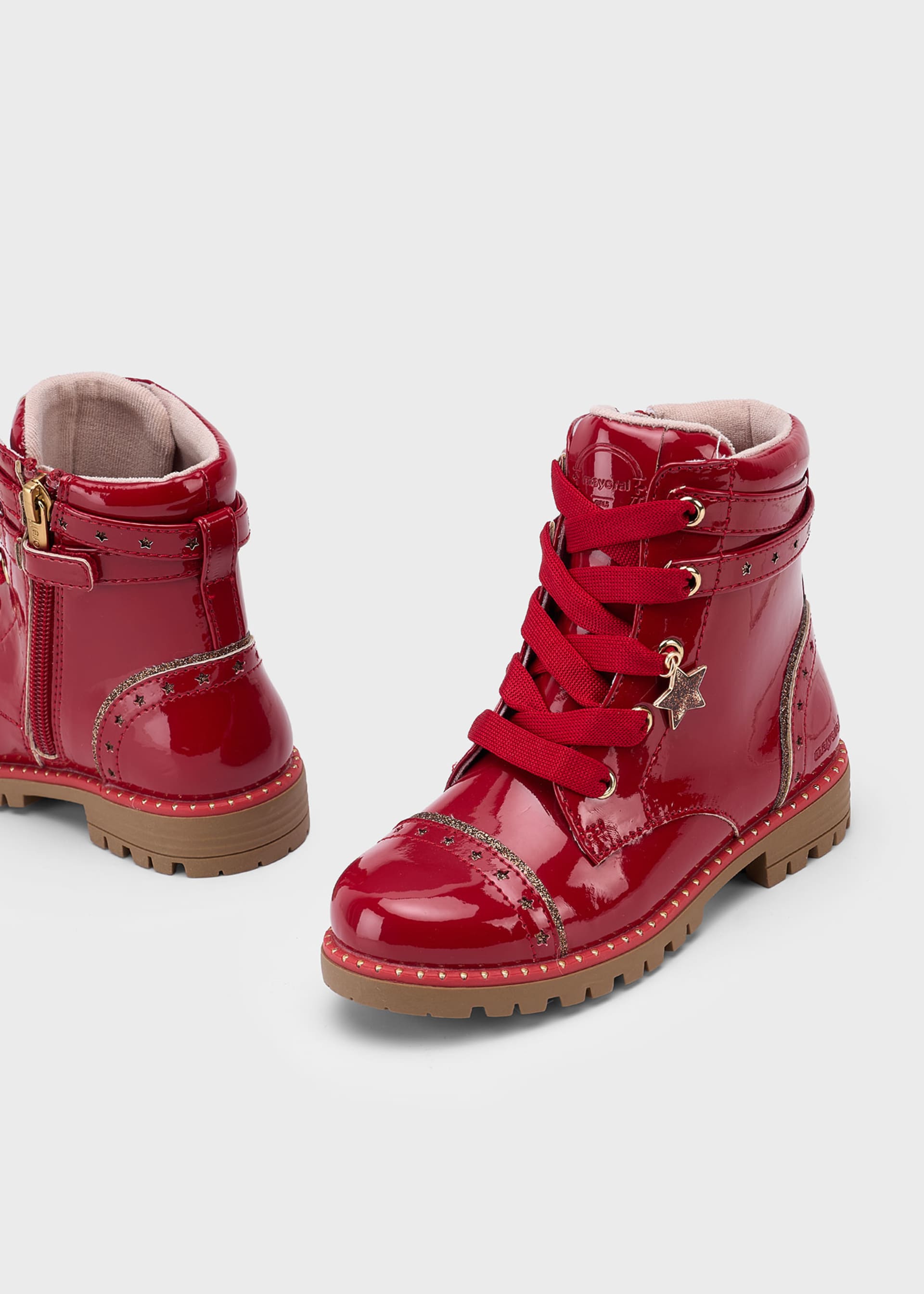 Bottines motardes en cuir verni fille