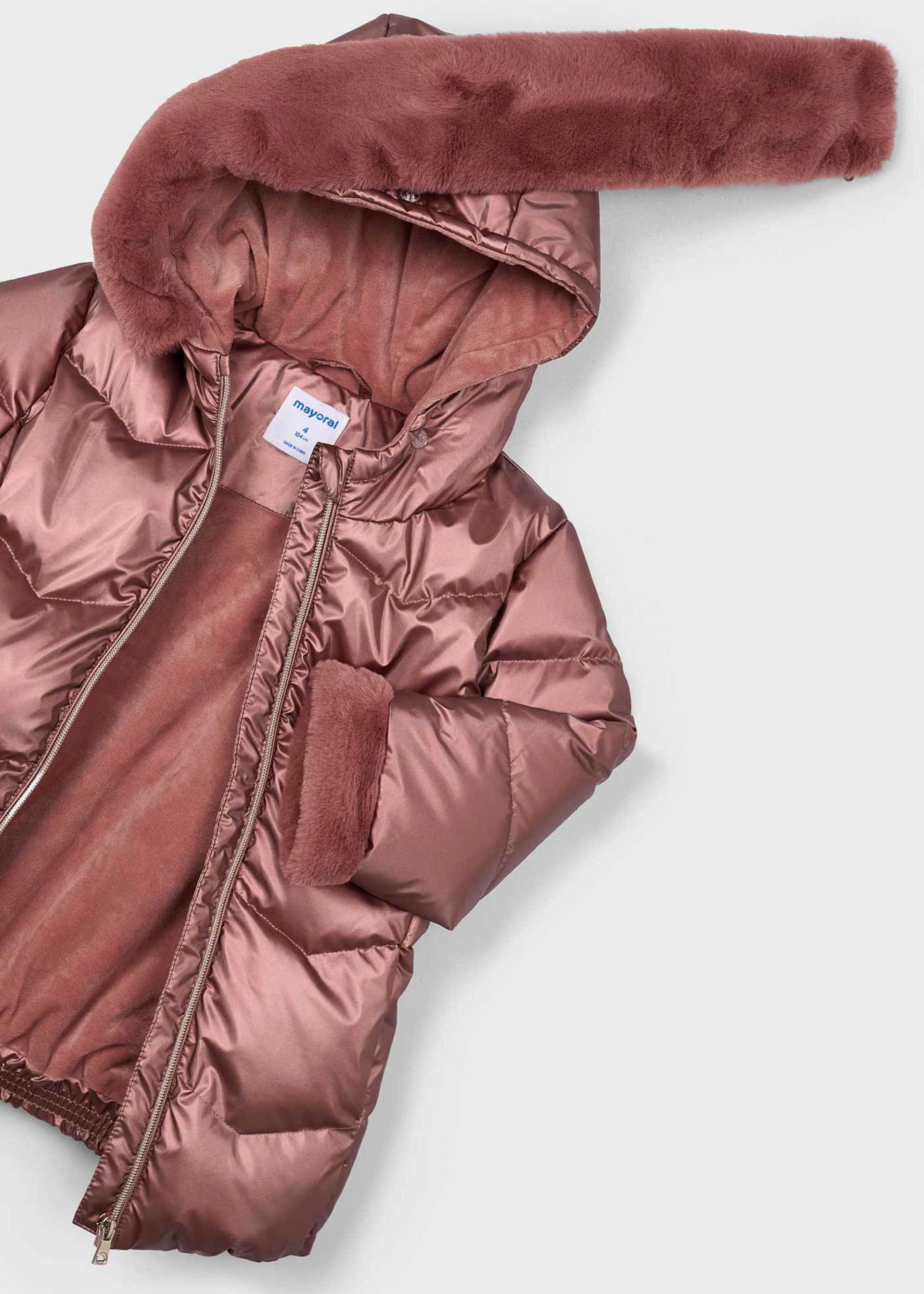 Manteau métallisé avec ceinture fille