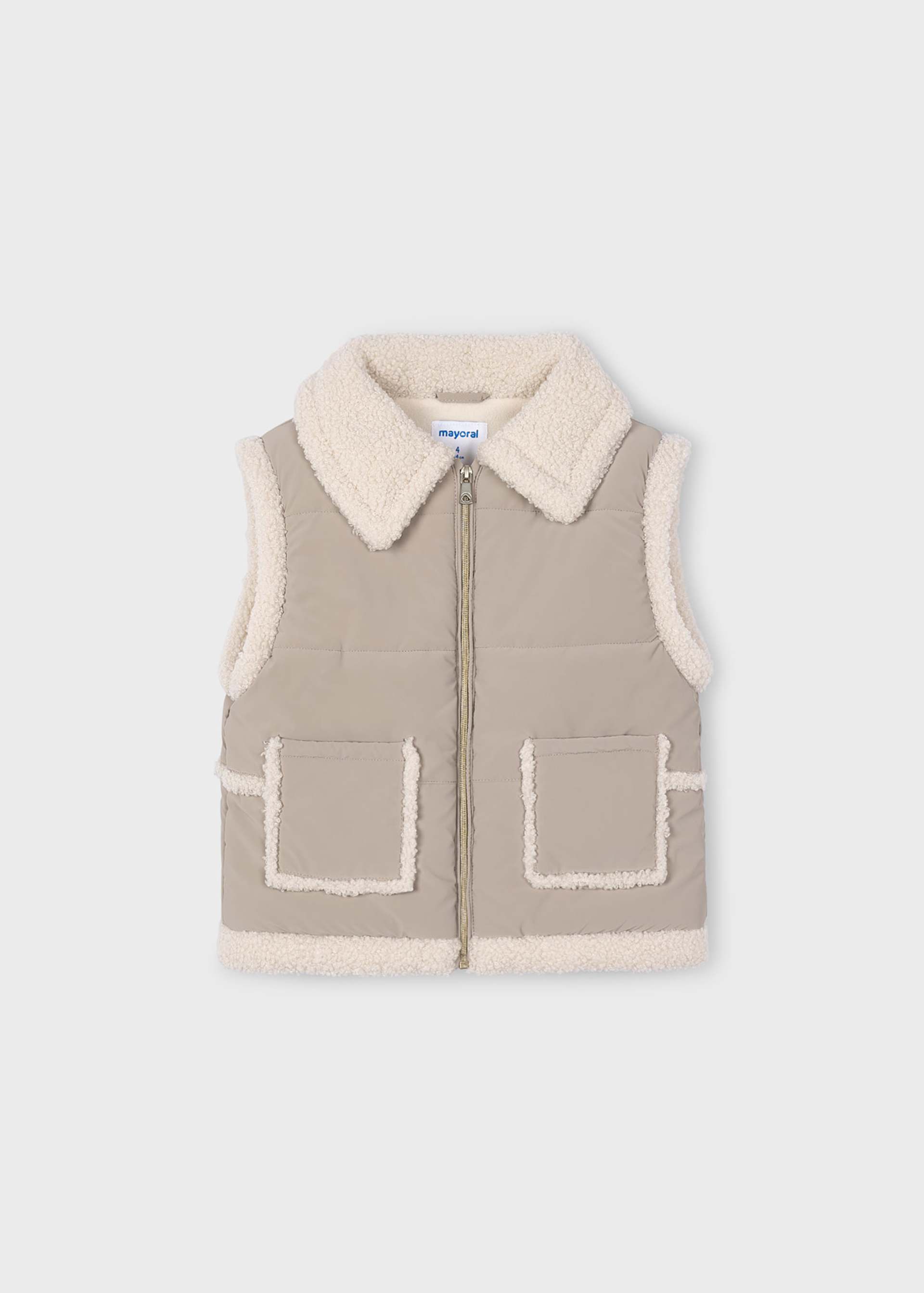 Gilet en fausse peau de mouton contrastée fille