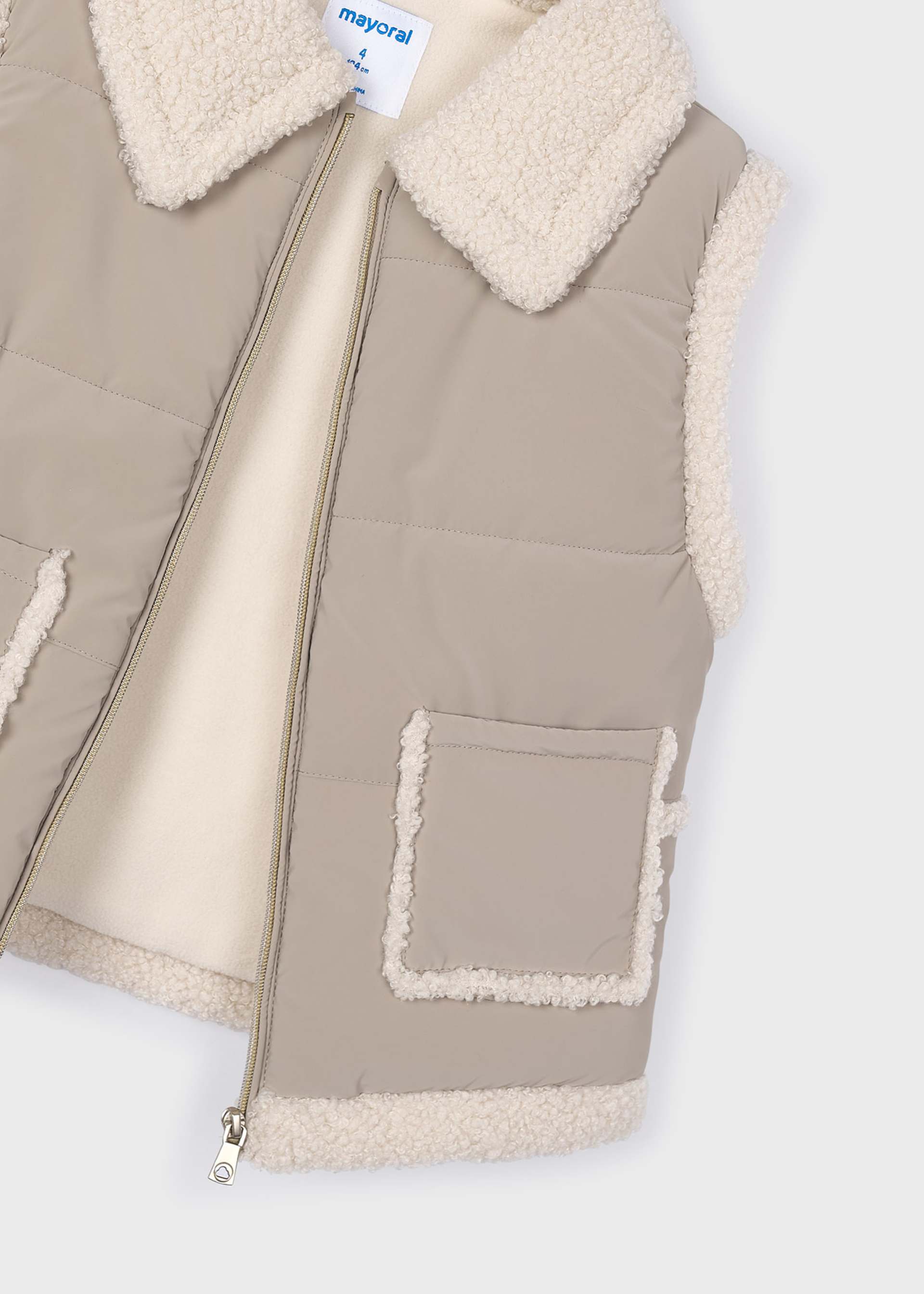 Girls contrast sheepskin gilet