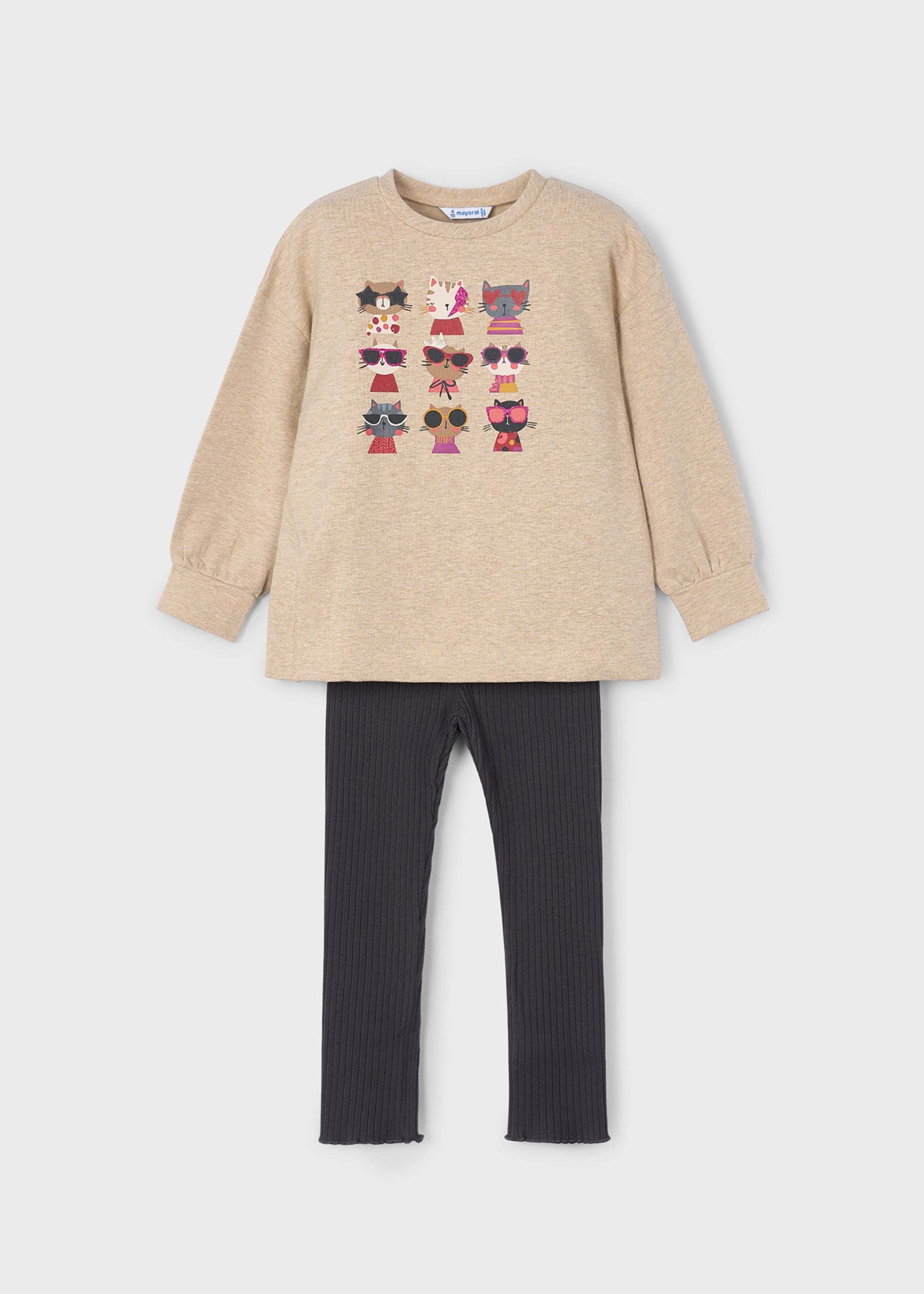 Ensemble legging et sweatshirt côtelés fille