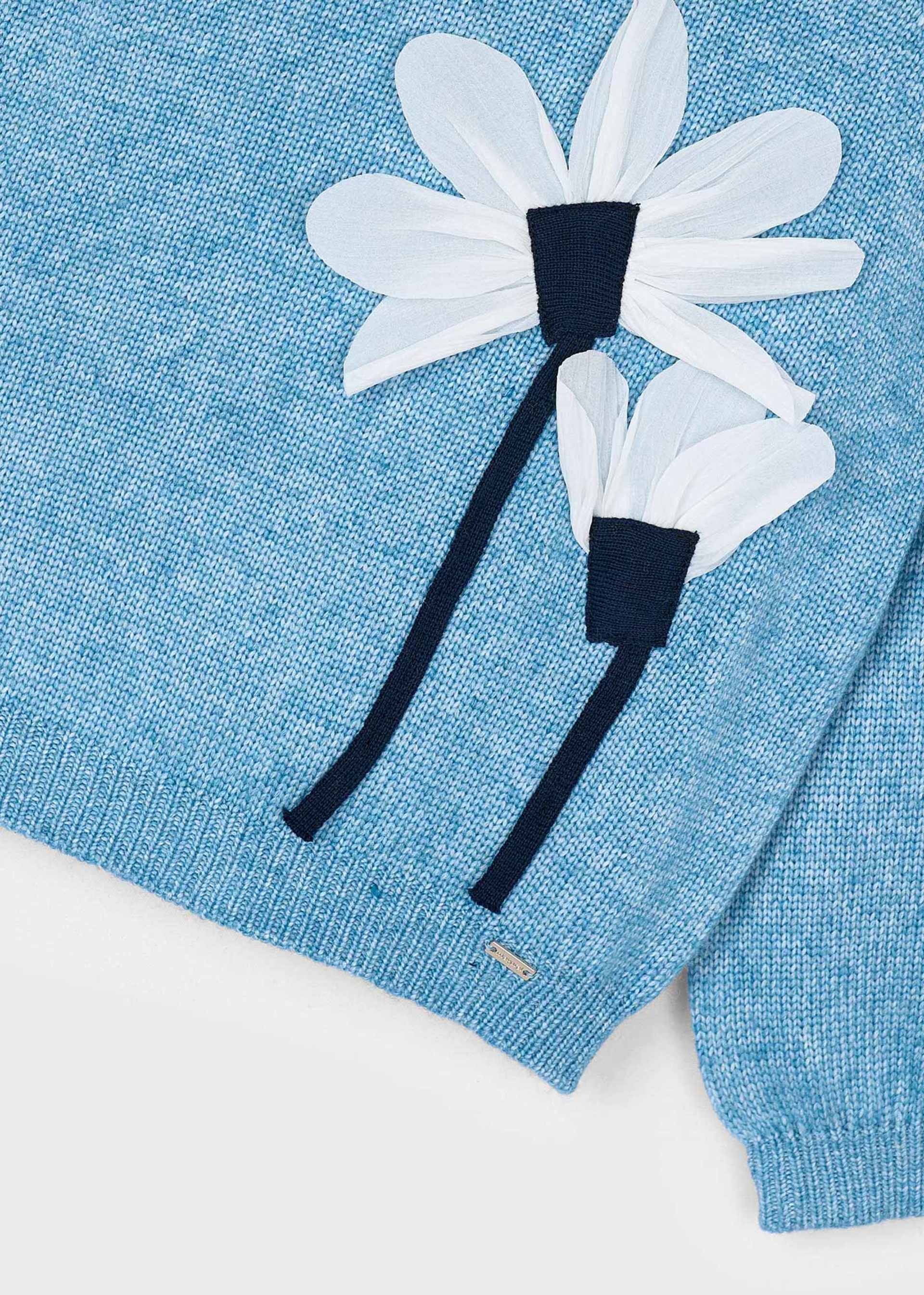 Girl Flowers Applique Knit Sweater