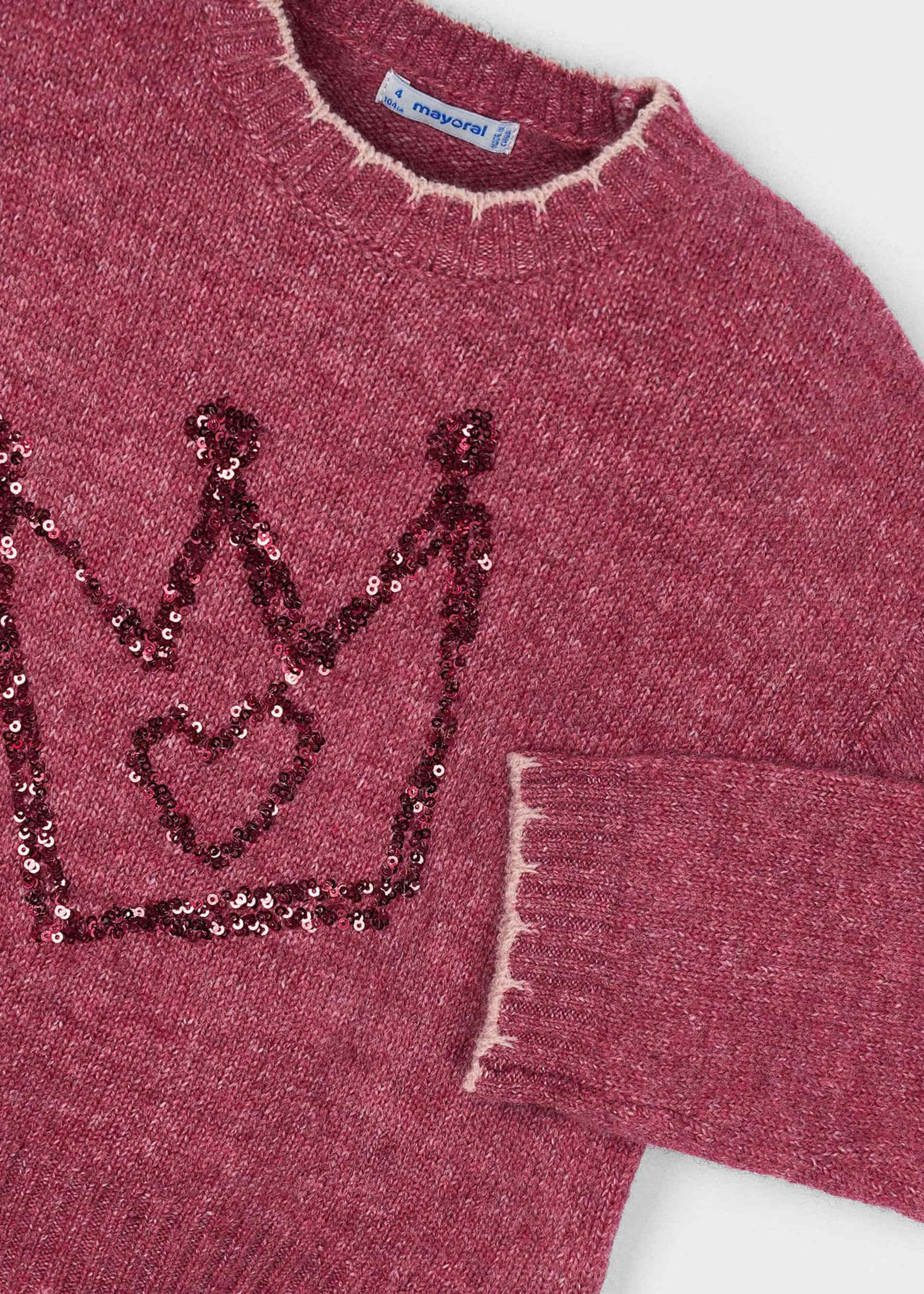 Girl Sweater with Embroidered Sequin Detail