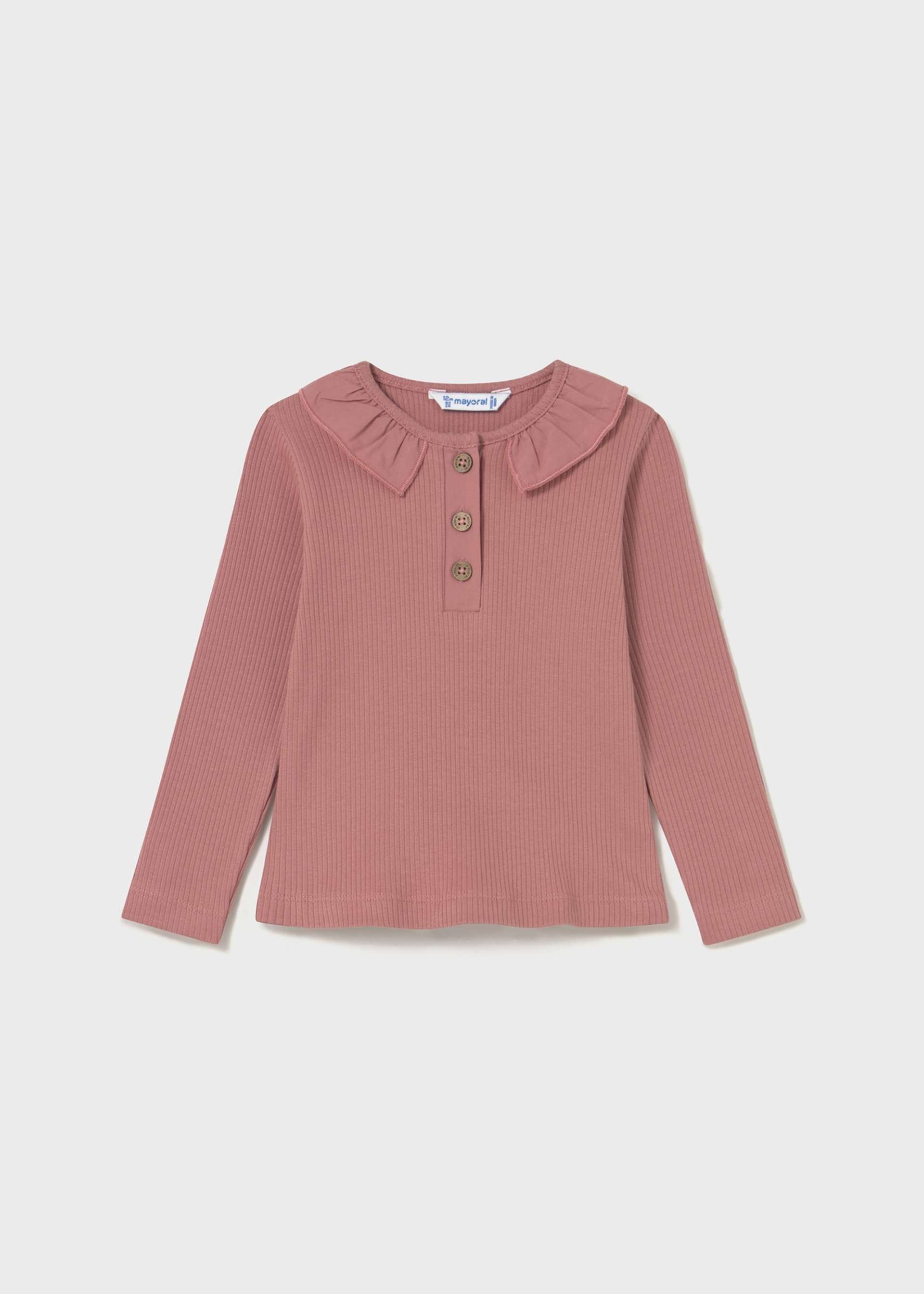 Babys ribbed polo shirt with ruffle collar Babys ribbed polo shirt with ruffle collar