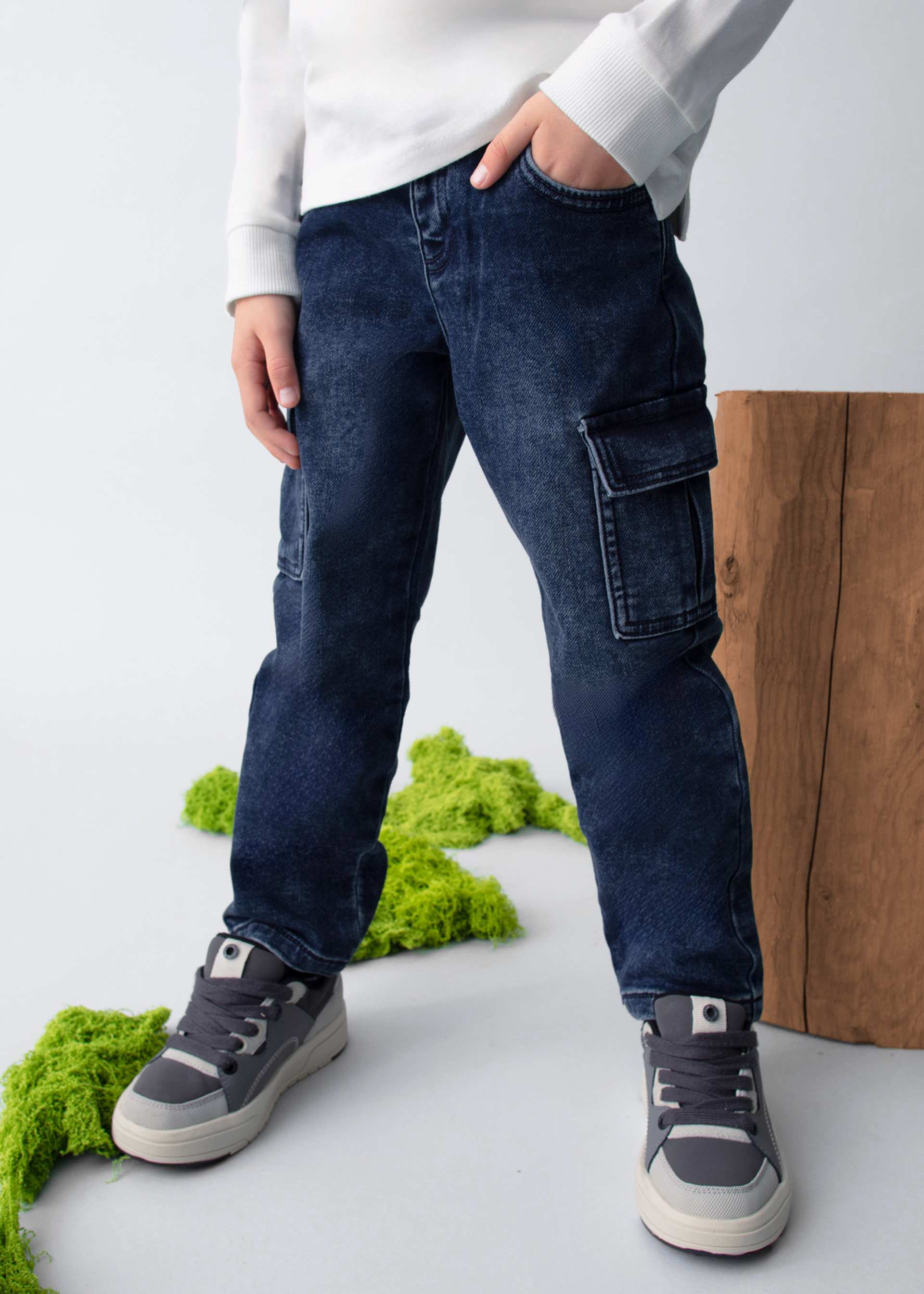 Boys denim cargo pants