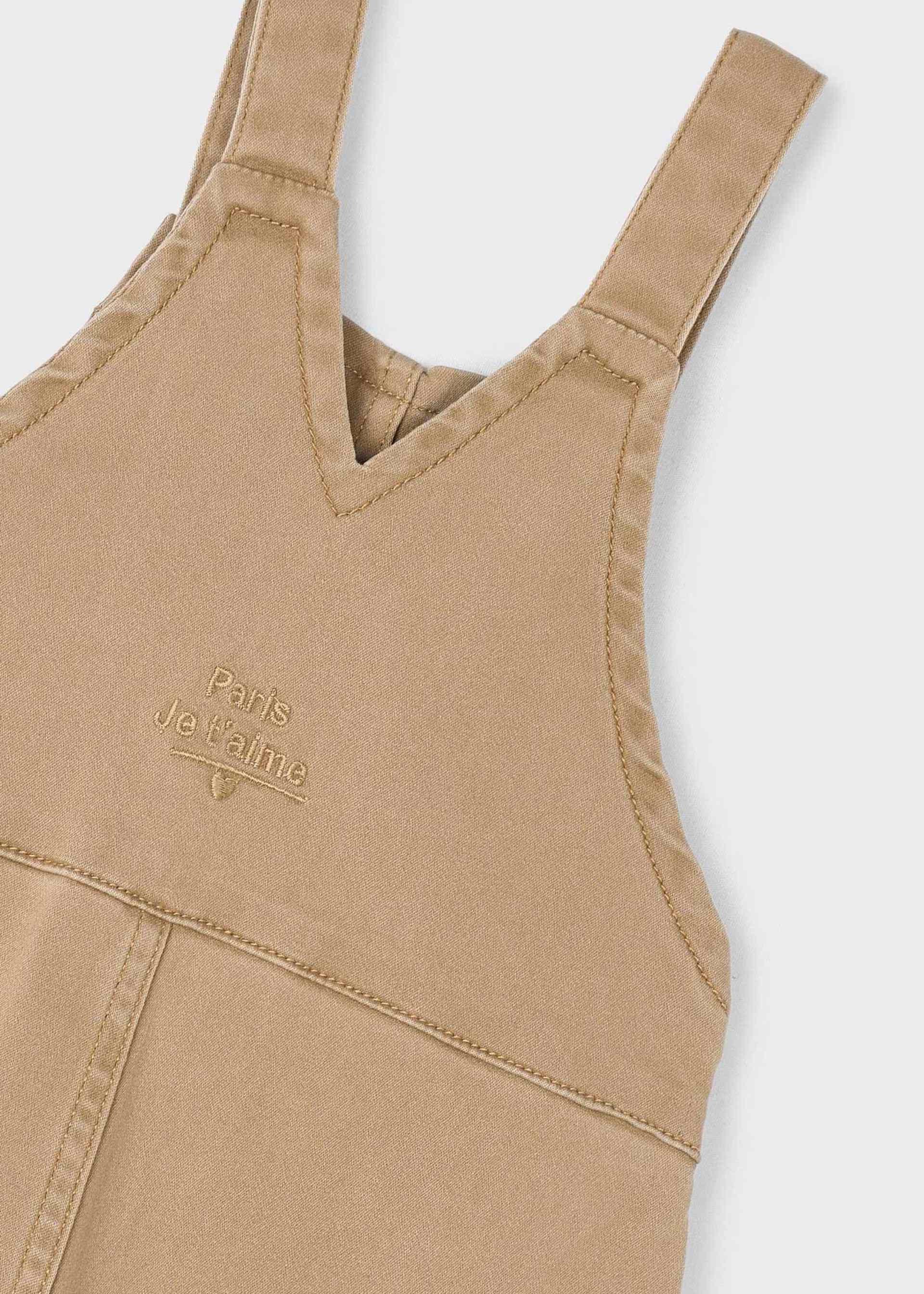 Girls long twill dungarees