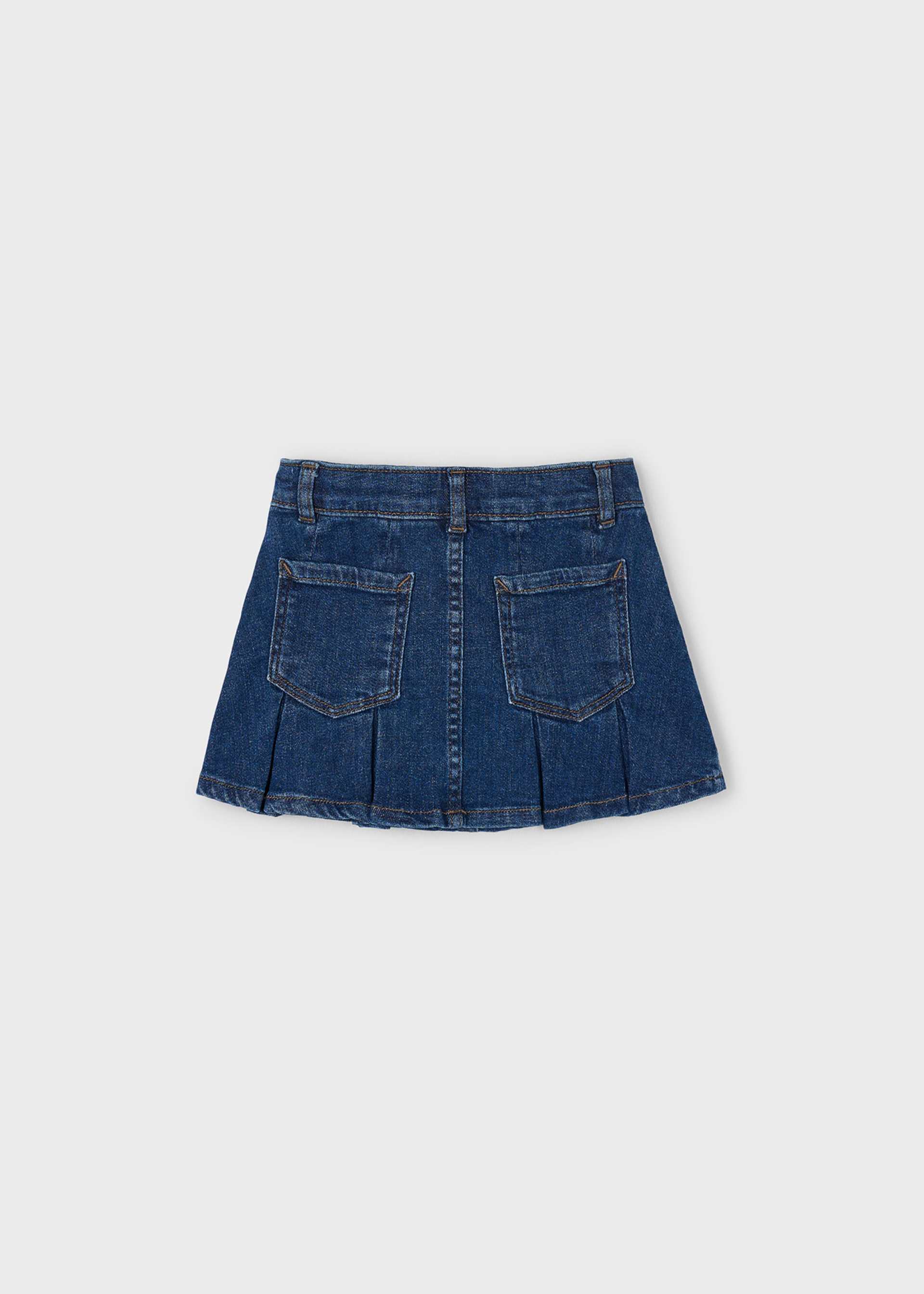 Girl Pleated Denim Skirt Girl Pleated Denim Skirt