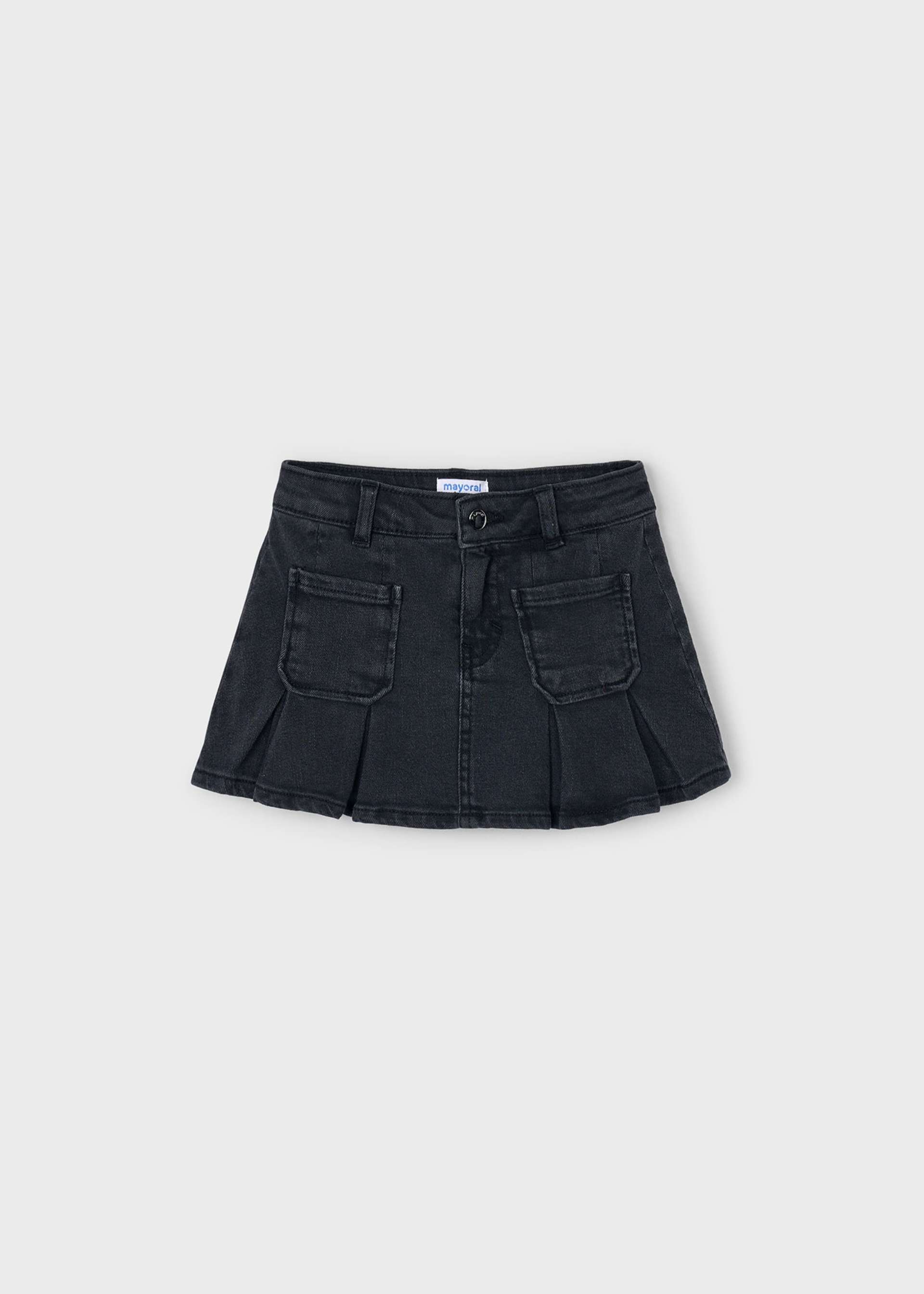 Girl Pleated Denim Skirt