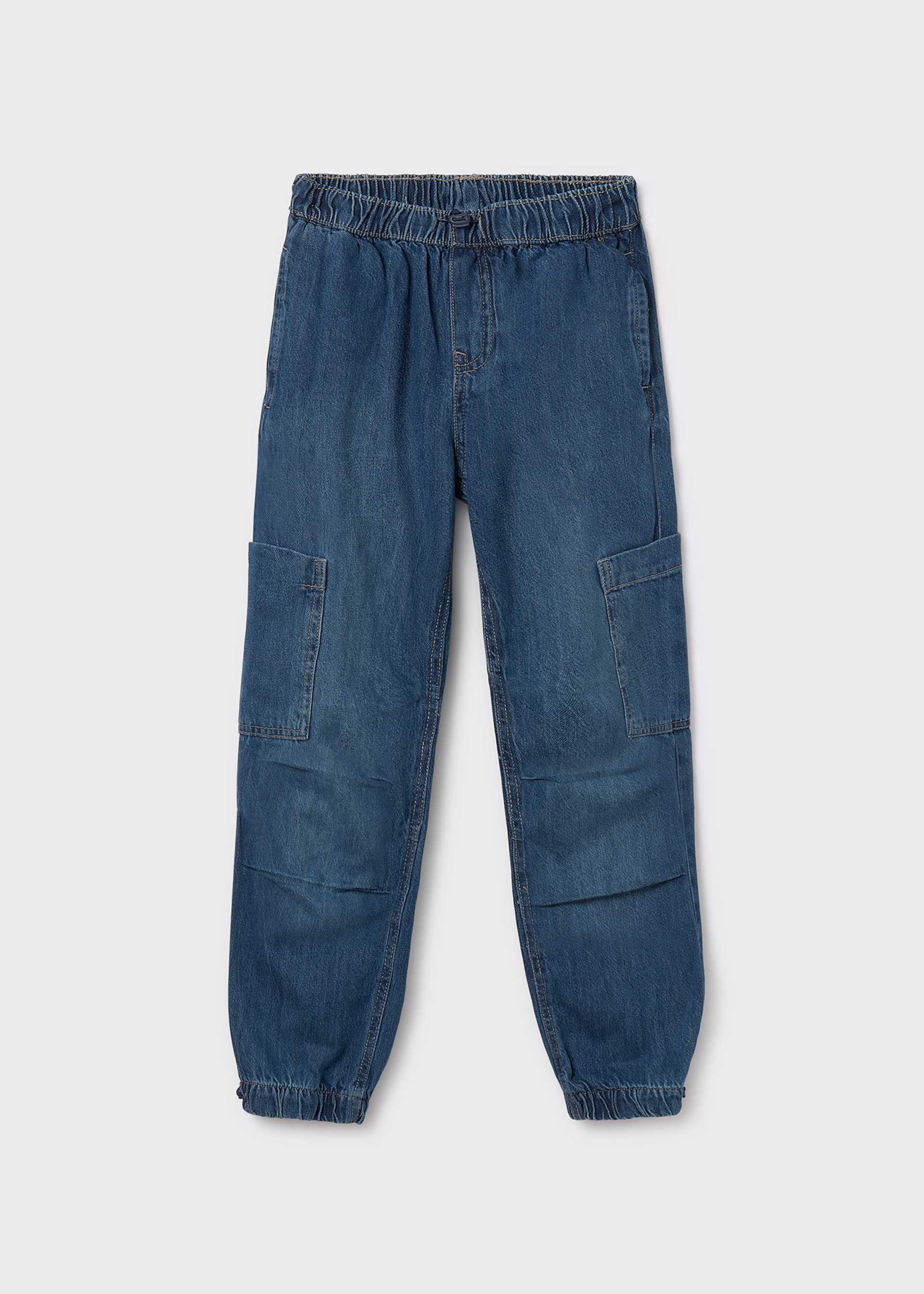 Pantalon en denim cargo parachute unisexe