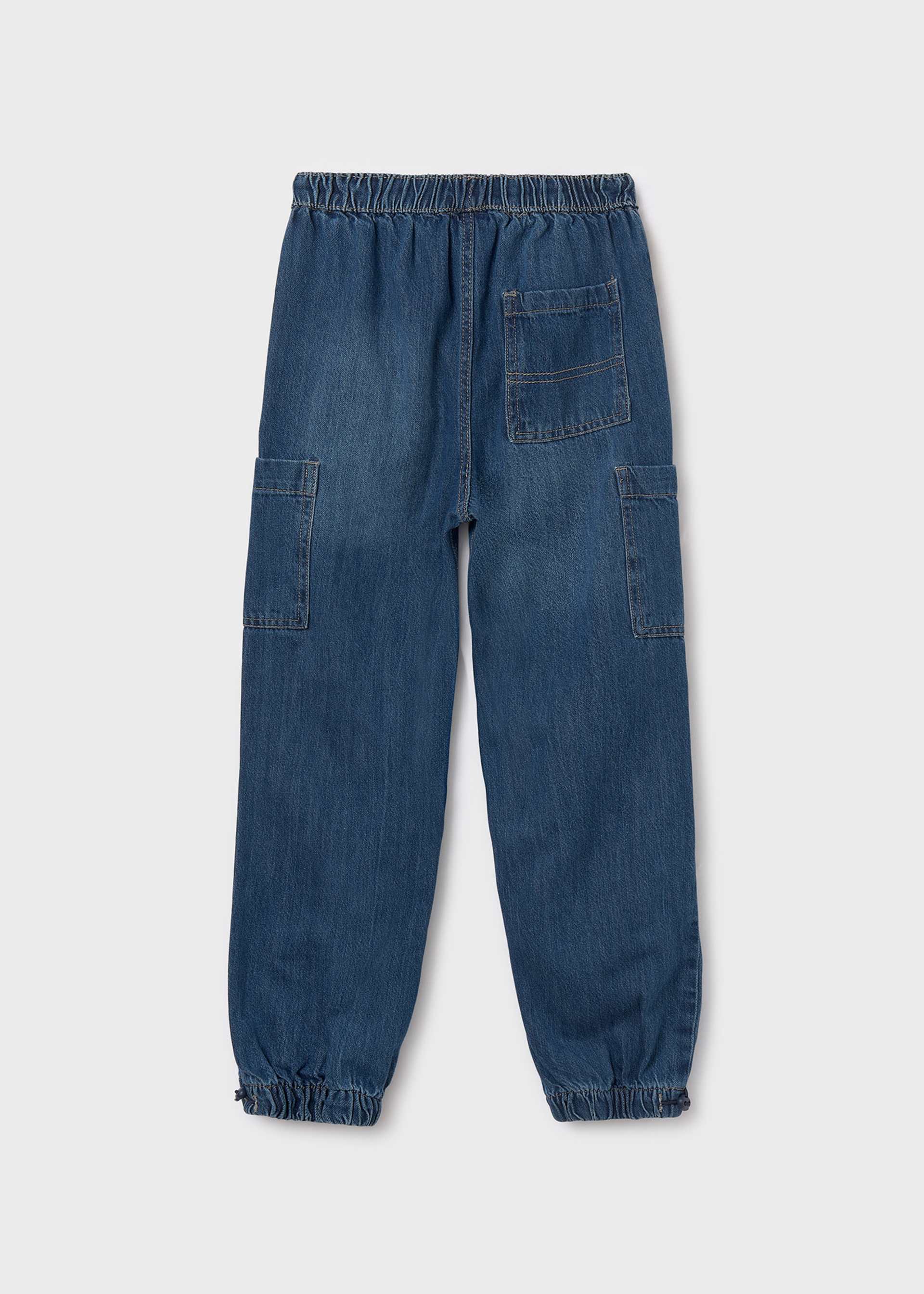 Unisex denim parachute cargo pants