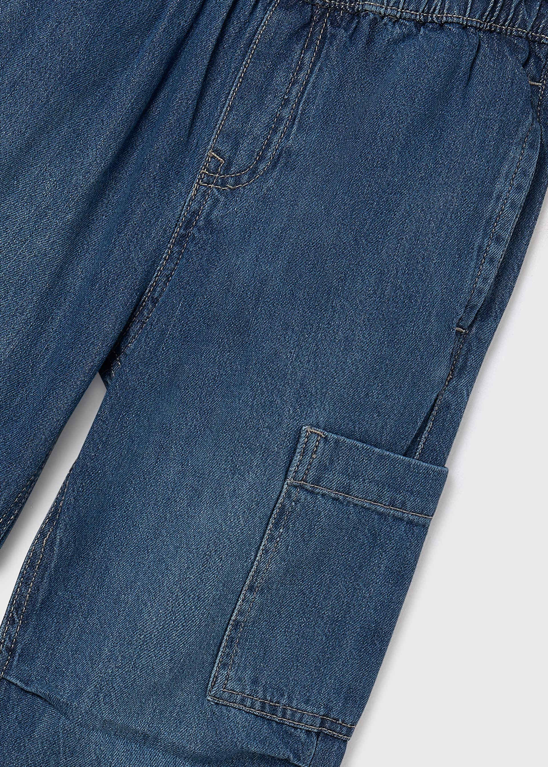 Unisex denim parachute cargo pants