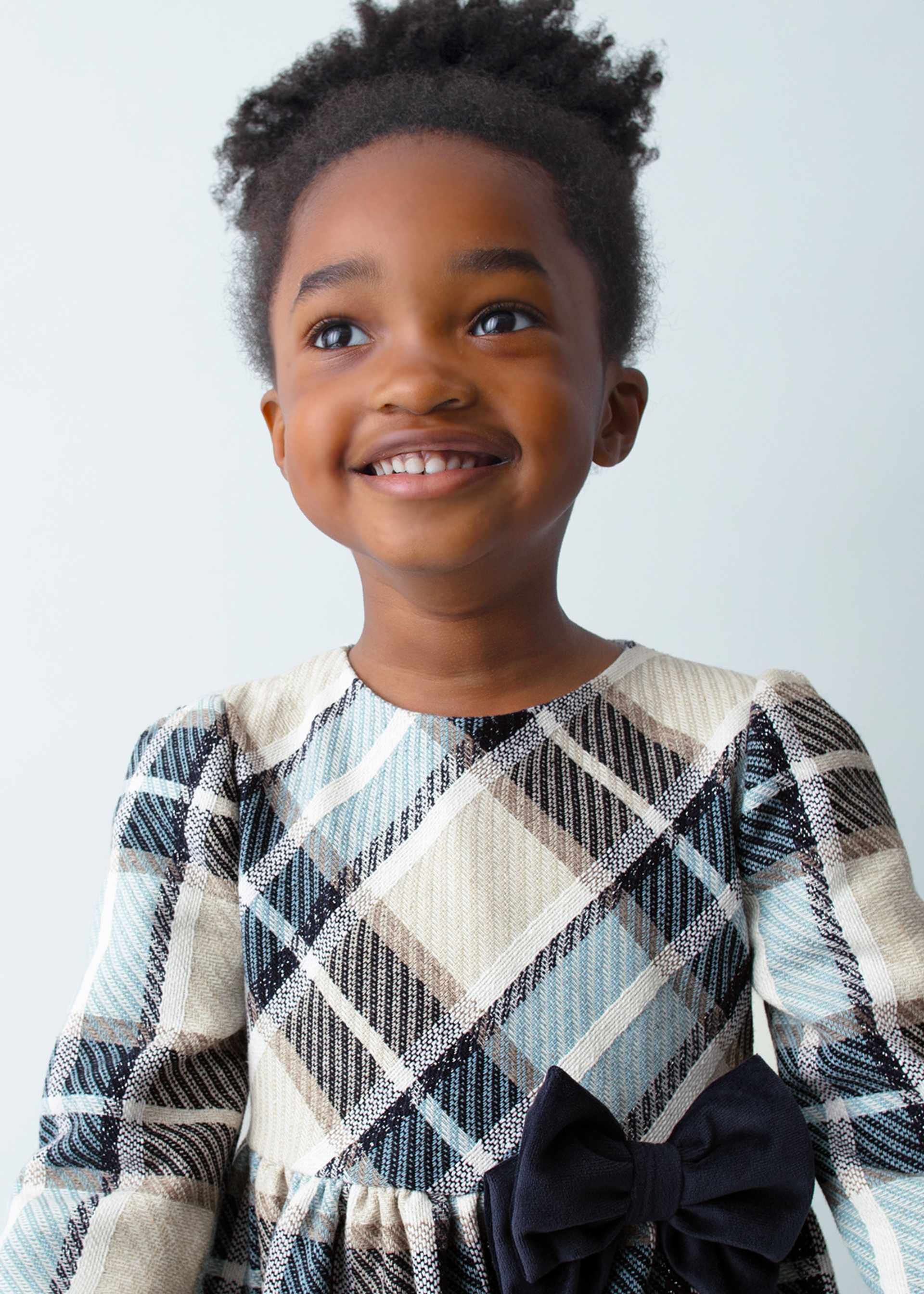 Girl's velvet checked dress