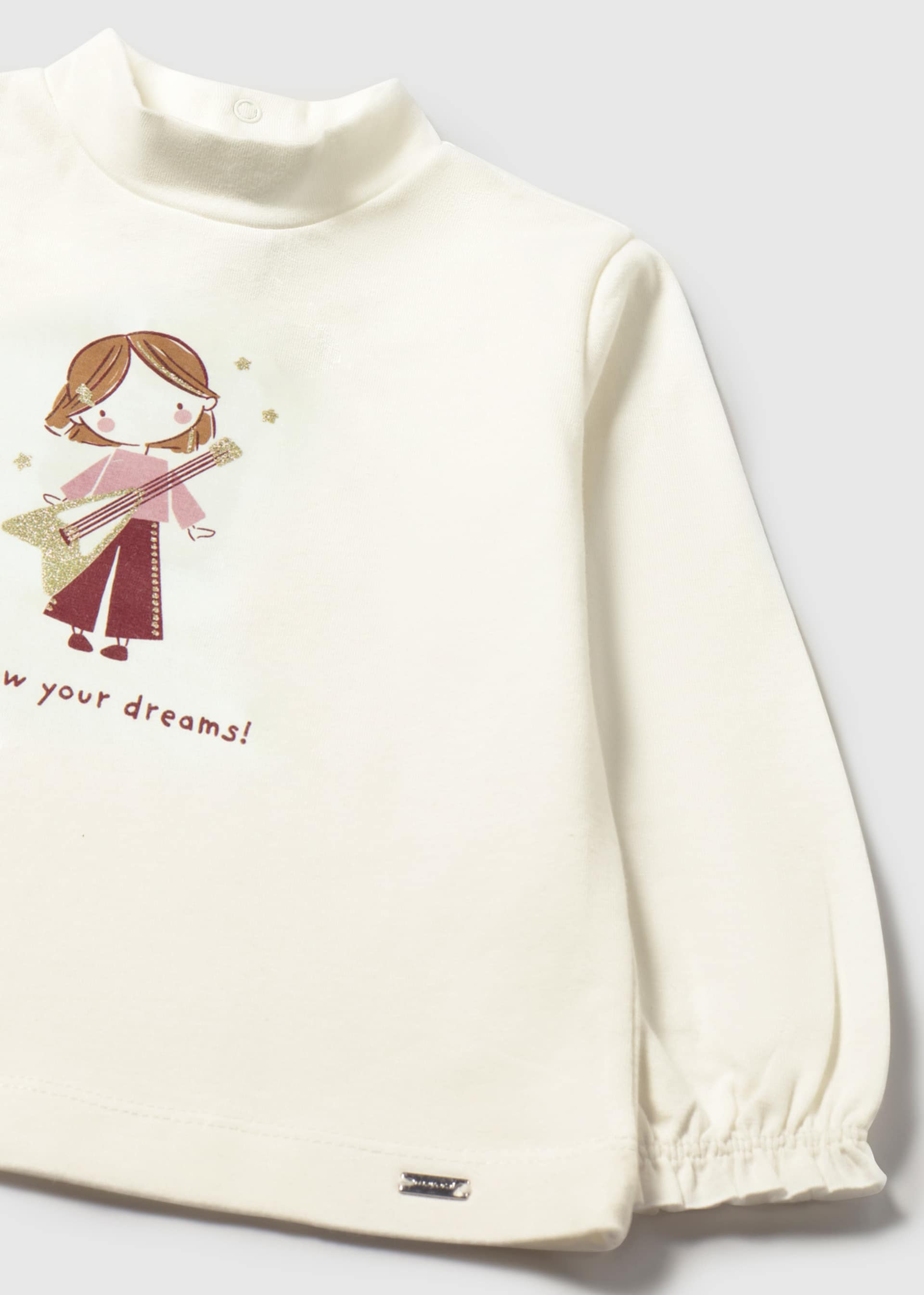 Baby Mock Neck T-Shirt with Doll Print